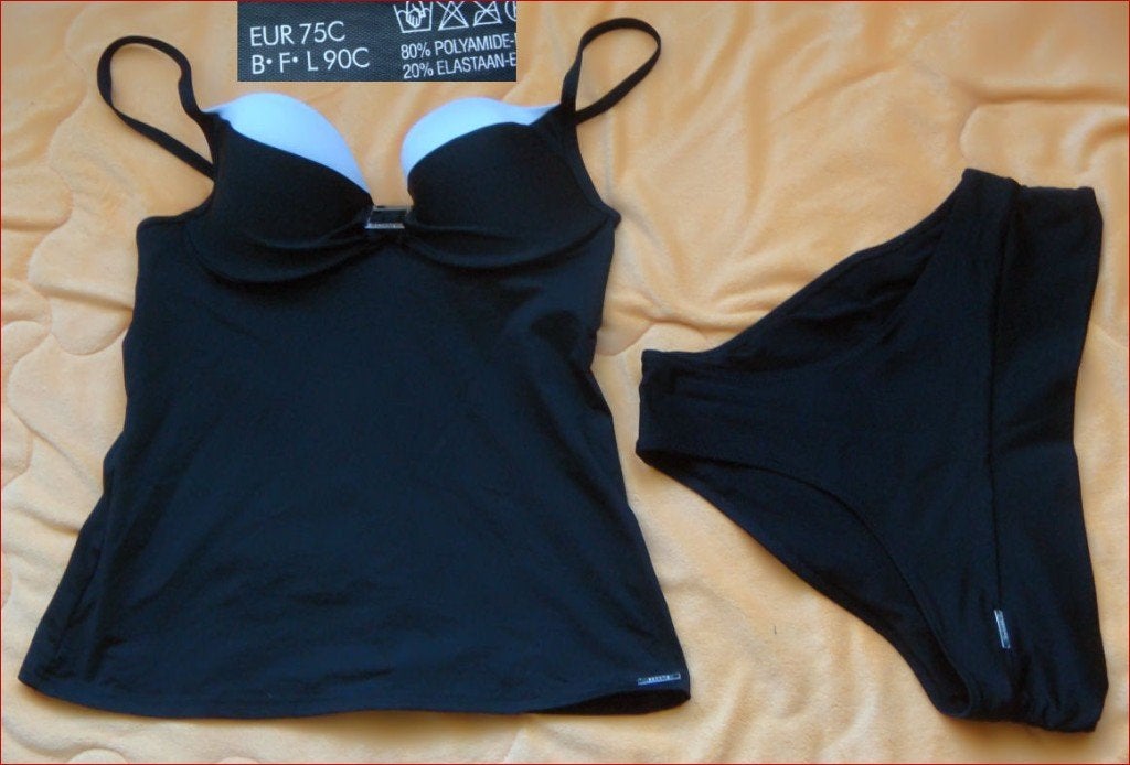 SAPPH zwart-witte tankini 75C + hoge taille slip M z.g.a.n., Overige typen, Zwart, Ophalen of Verzenden, Zo goed als nieuw
