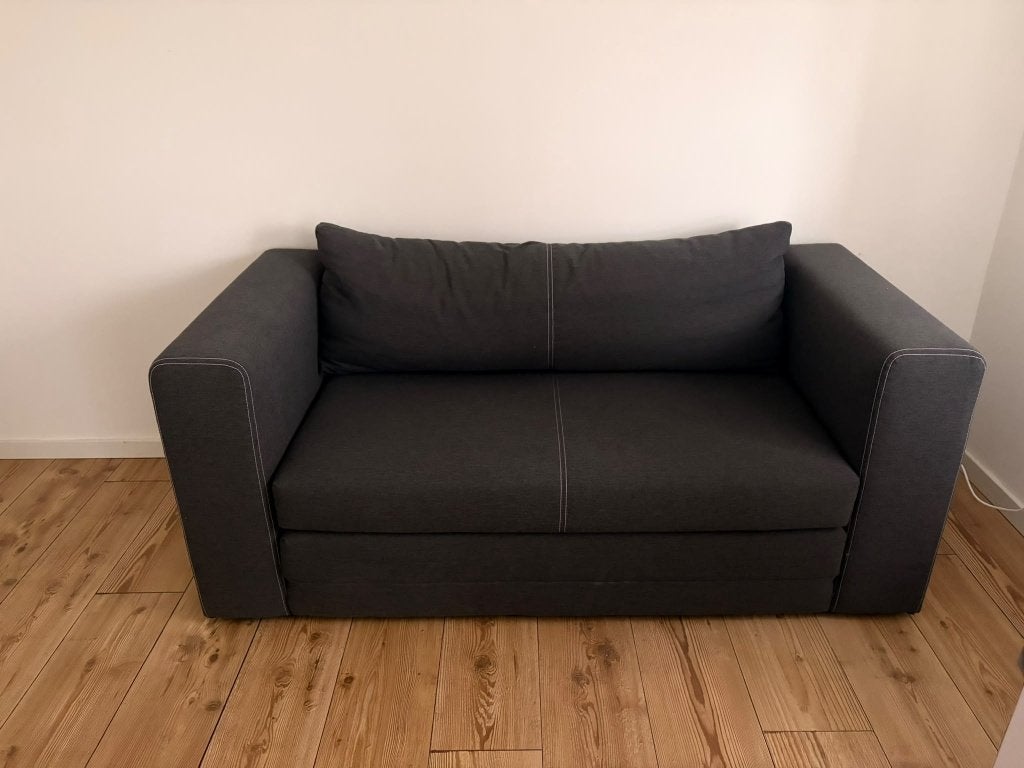 IKEA ASKESTA 2-seater sofa bed, dark grey, Ophalen, Gebruikt, Tweepersoons, Grijs