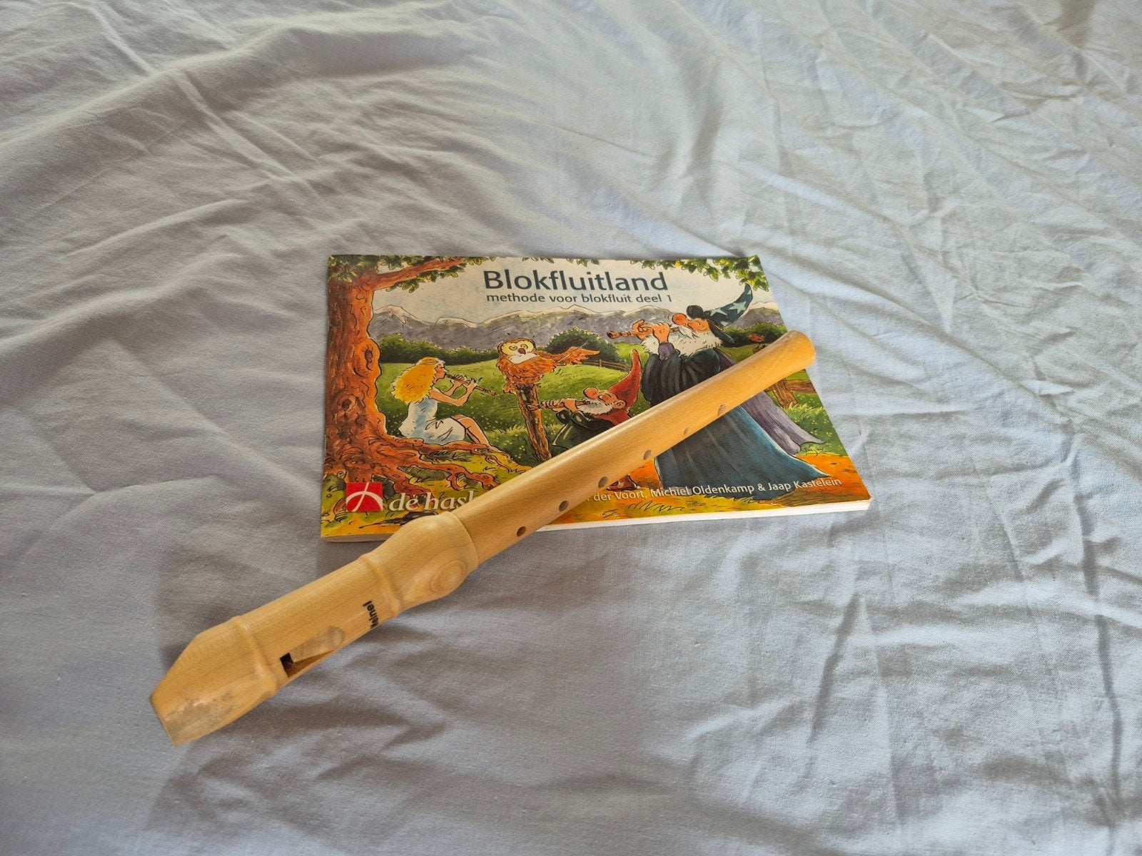Blokfluit met boek en accessoires - Meinel, Ophalen of Verzenden, Gebruikt, Sopraan of Sopranino, Met koffer, hoes of etui