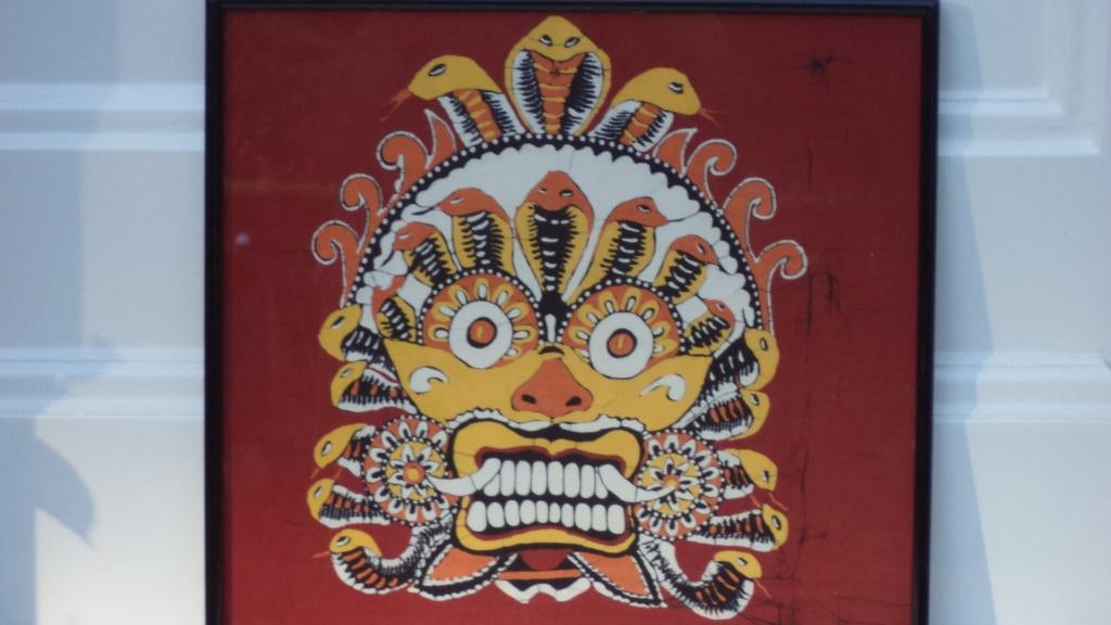 Oosterse THANGKA Sri Lanka Garuda Nada, Schleiper gekaderd, Antiek en Kunst, Kunst | Niet-Westerse kunst, Ophalen of Verzenden