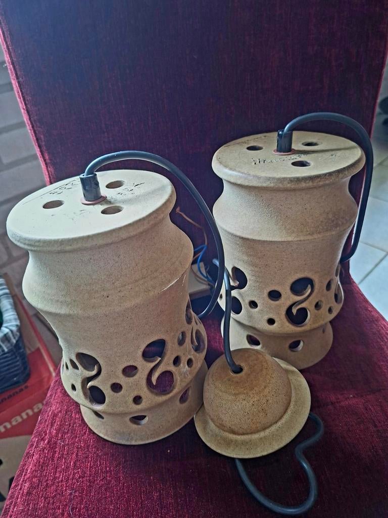 Zeldzame handgemaakte hanglampen pottenbakkerij Milsbeek, Ophalen of Verzenden, Zo goed als nieuw, Overige materialen