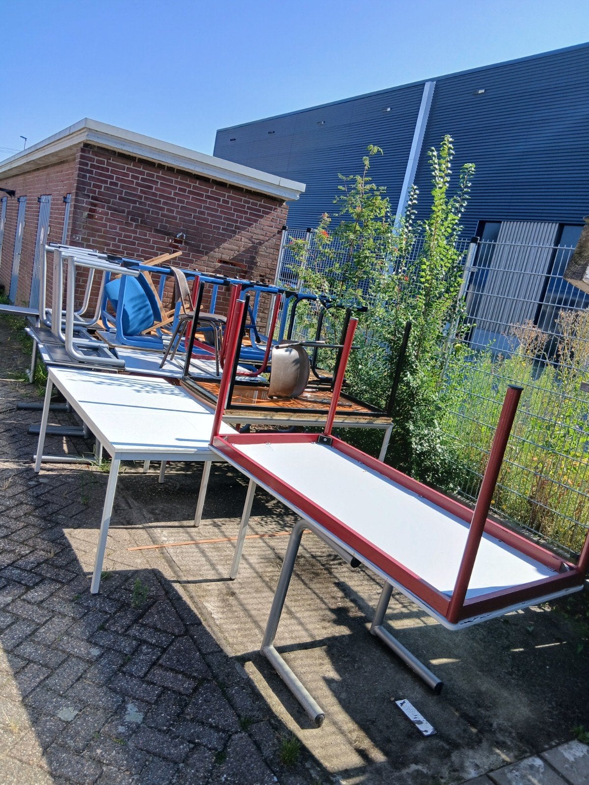 Partij tafels - kunnen nog een ronde mee, Huis en Inrichting, Tafels | Eettafels, Gebruikt, 100 tot 150 cm, Rechthoekig, 50 tot 100 cm
