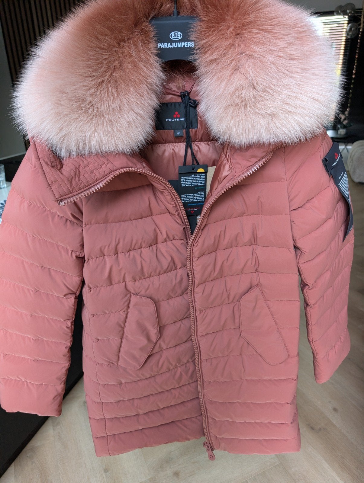 Peuterey dames donsjas winterjas met bontkraag - Maat XS/S, Nieuw, Ophalen of Verzenden, Roze, Maat 34 (XS) of kleiner