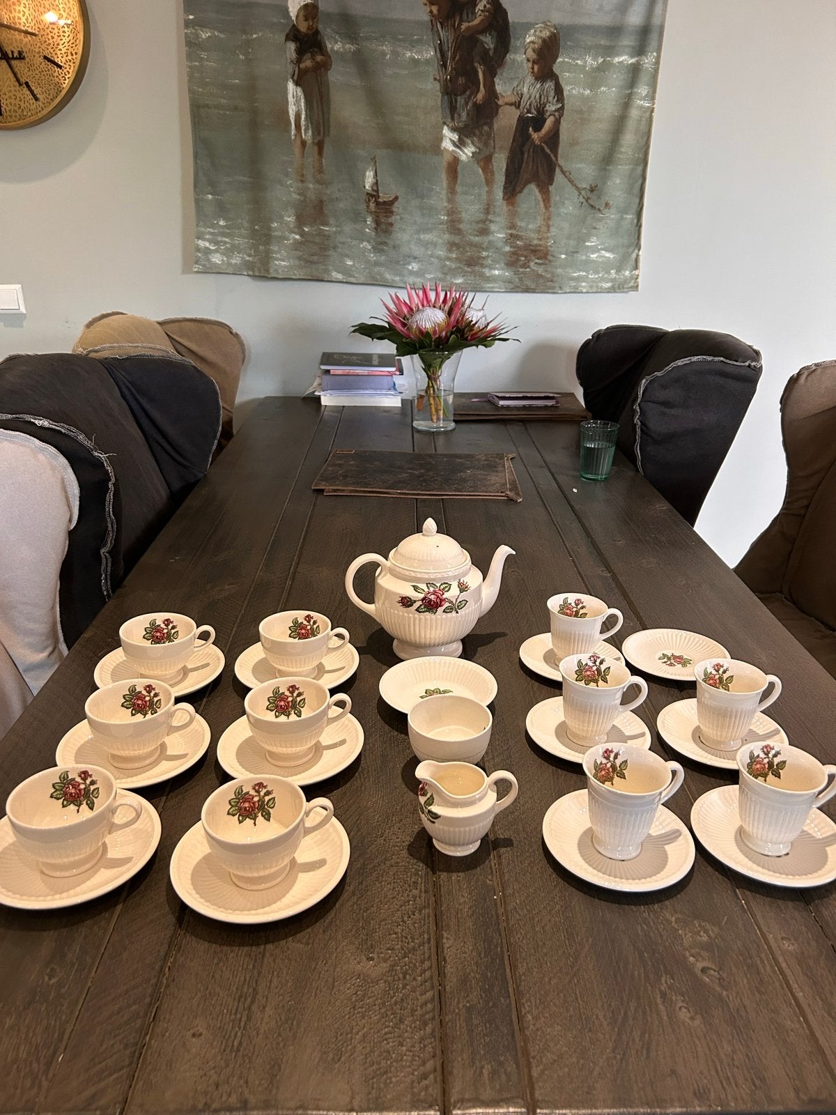 Wedgwood Moss Rose Theeservies -, Ophalen, Klassiek, Zo goed als nieuw, Kop(pen) en/of Schotel(s)