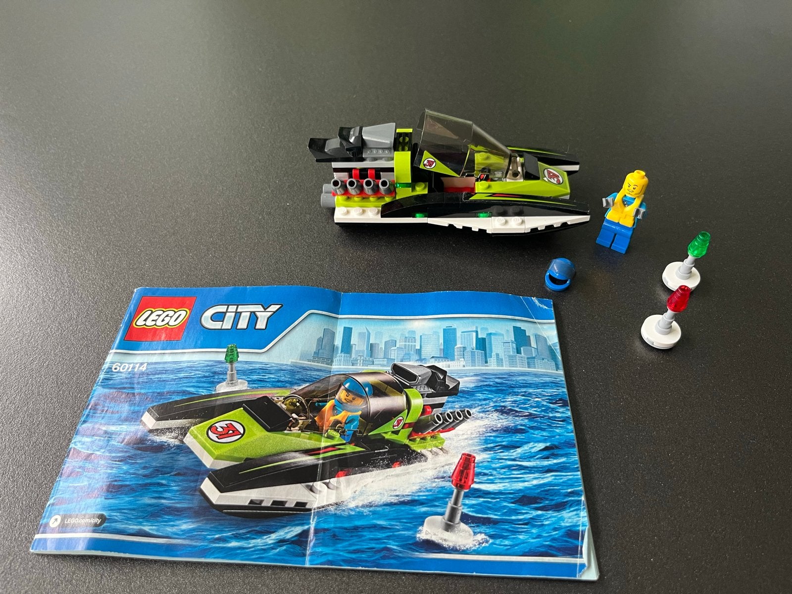 LEGO City 60114 Raceboot met minifiguur en instructieboekje, Ophalen of Verzenden, Gebruikt, Overige merken