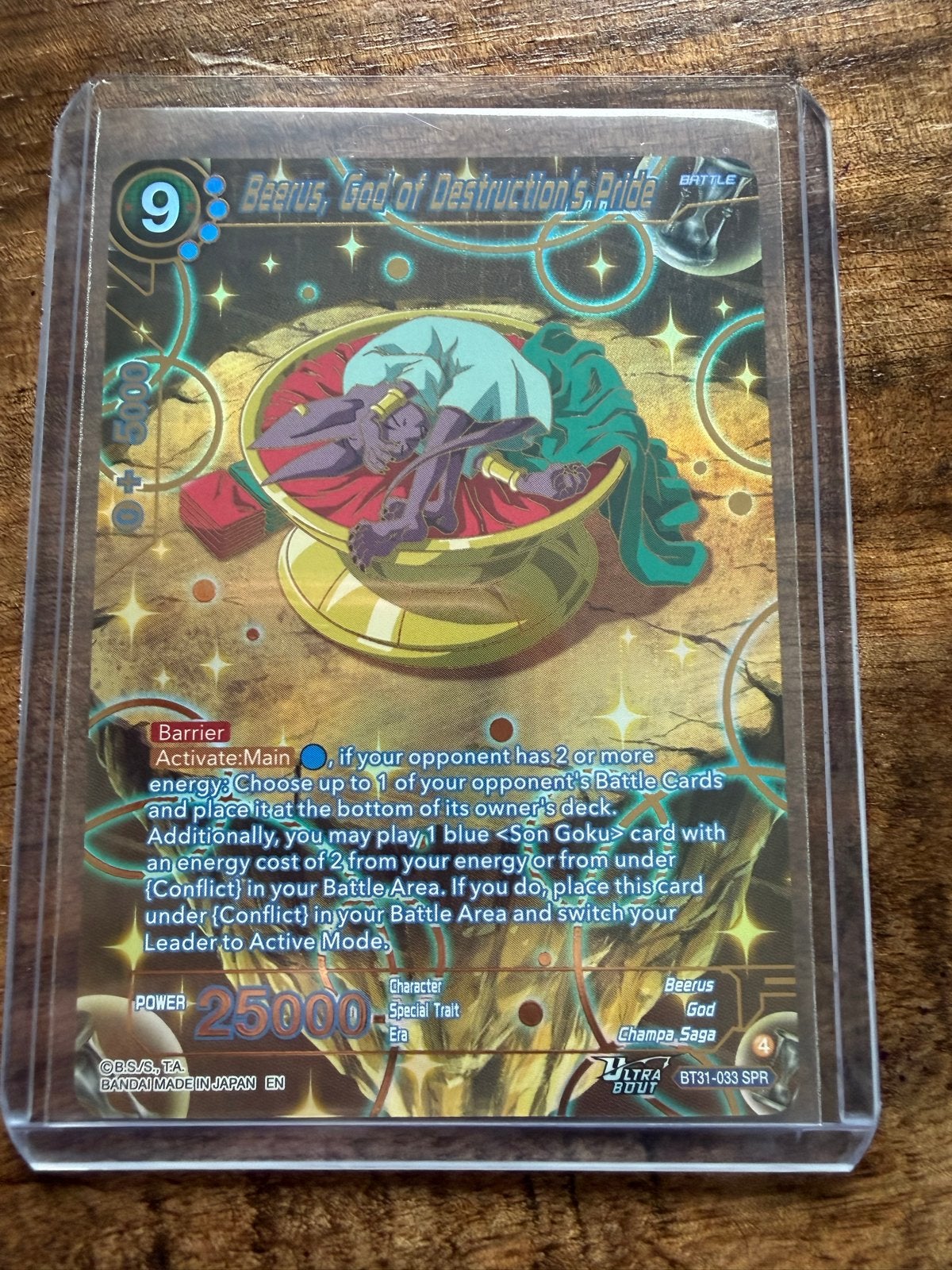 Beerus, God of Destruction's Pride Dragon Ball Super Card, Ophalen of Verzenden, Zo goed als nieuw, Losse kaart