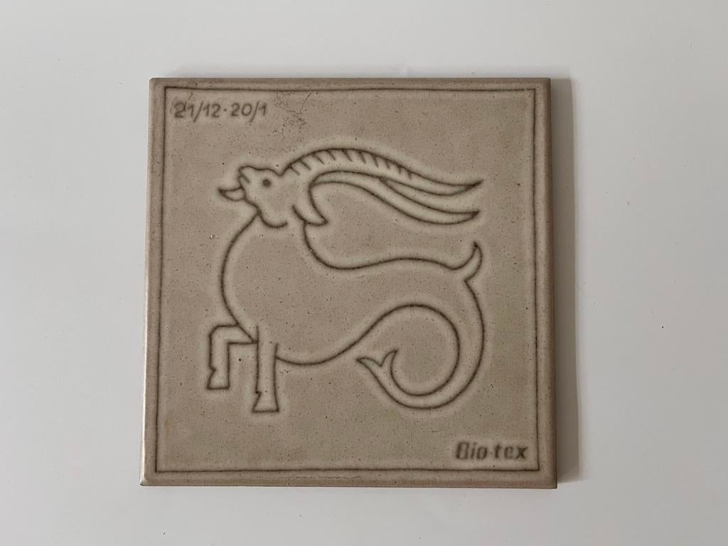 Vintage tegel steenbok van Bio-tex, Minder dan 5 m², Wandtegels, Keramiek, Minder dan 20 cm