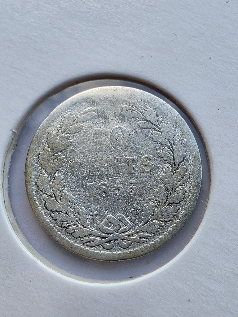 10 CENT 1853, zeldzaam, Postzegels en Munten, Koning Willem III, Zilver, Ophalen of Verzenden, 10 cent