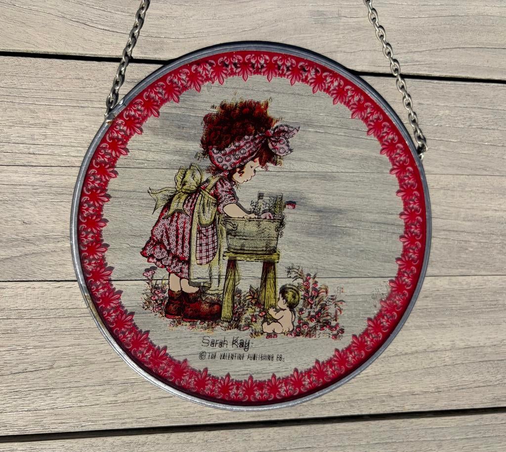 Vintage Sarah Kay glas in lood raamhanger, Ophalen of Verzenden