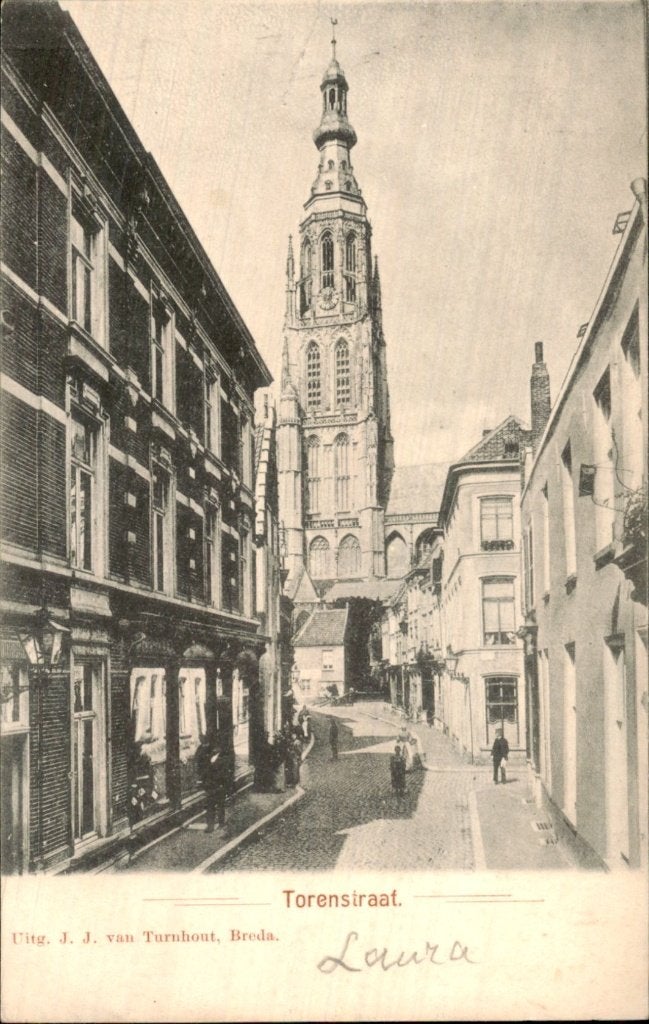 Breda - Torenstraat - straatzicht, Ophalen of Verzenden, Voor 1920, Gelopen, Noord-Brabant