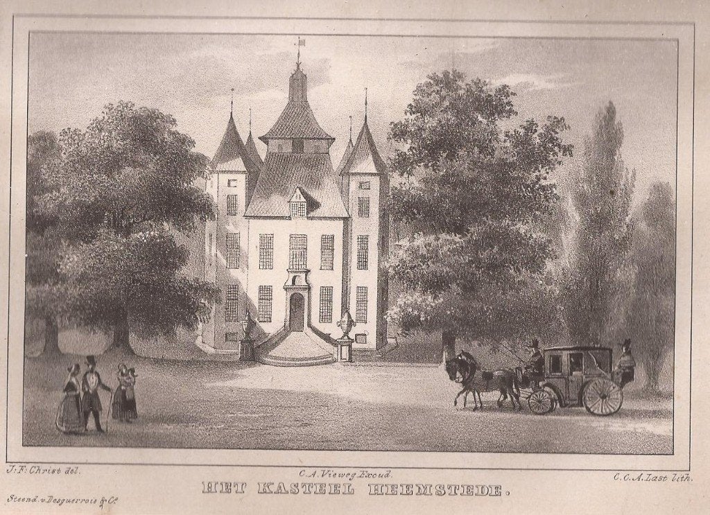 Het kasteel Heemstede in Utrecht Litho 1846