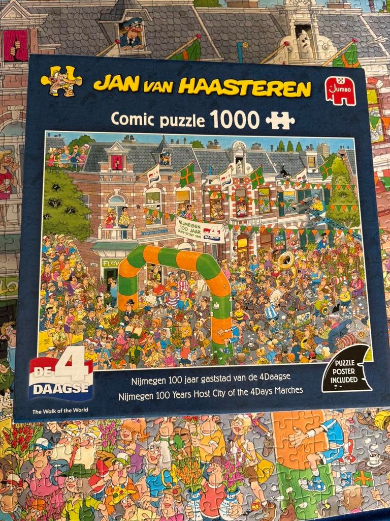 Nijmegen 100 jaar 4Daagse, Jan van Haasteren 1000 stukjes, Ophalen, 500 t/m 1500 stukjes, Zo goed als nieuw, Legpuzzel