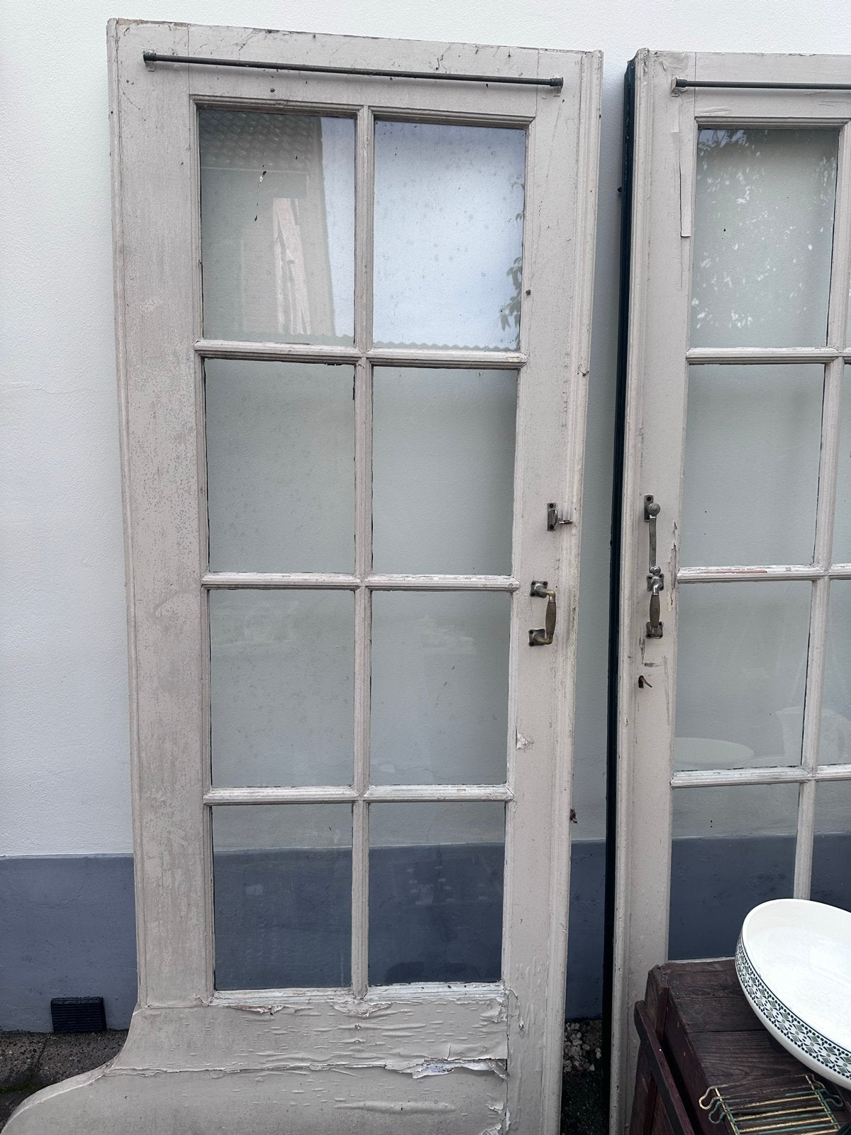 Oude houten deuren met glas kamer en suite deuren, Gebruikt, 80 tot 100 cm, 215 cm of meer, Ophalen of Verzenden