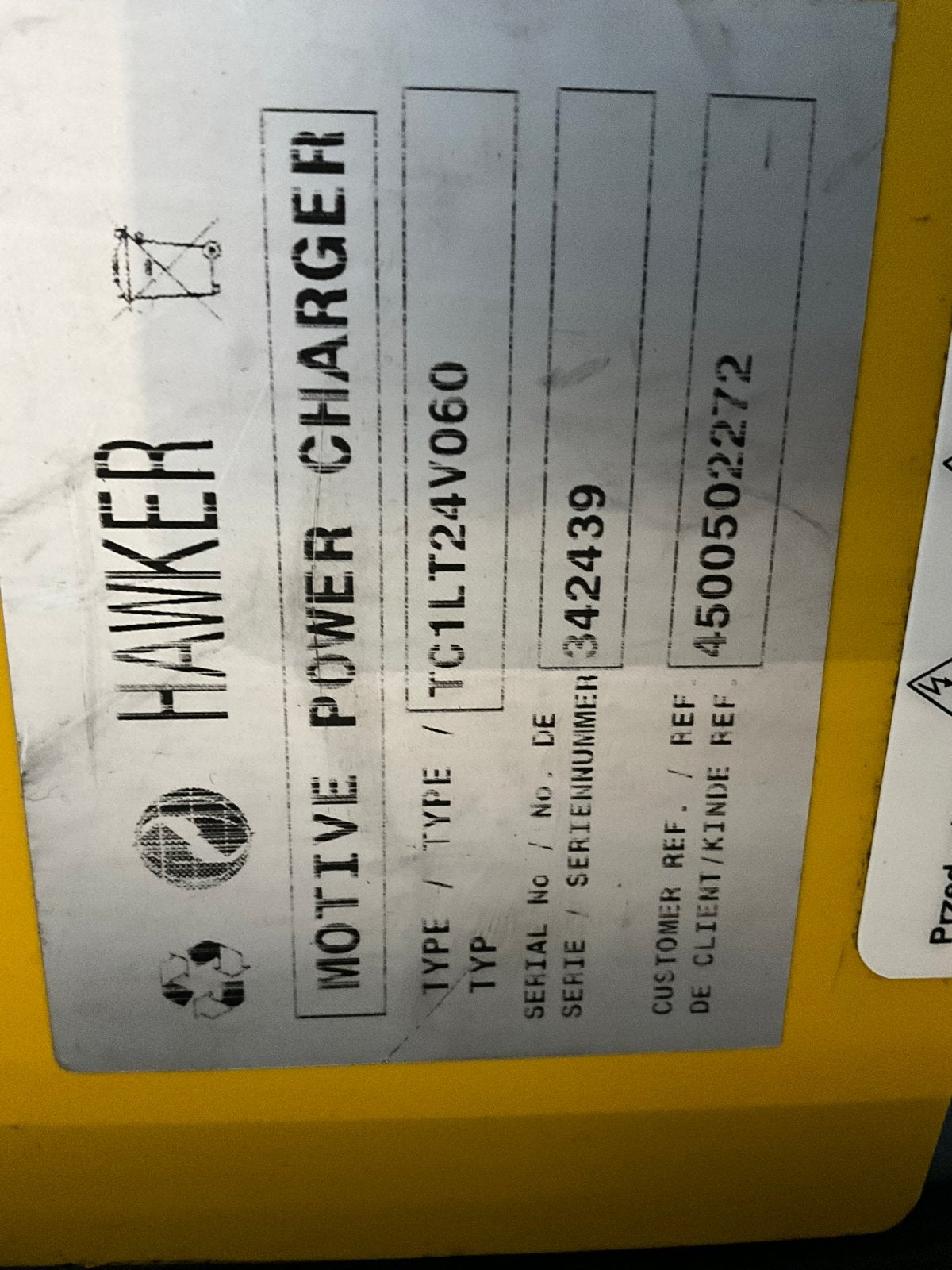 Hawker Motive Power Charger TC1LT24V060 - 24V 60A, Ophalen