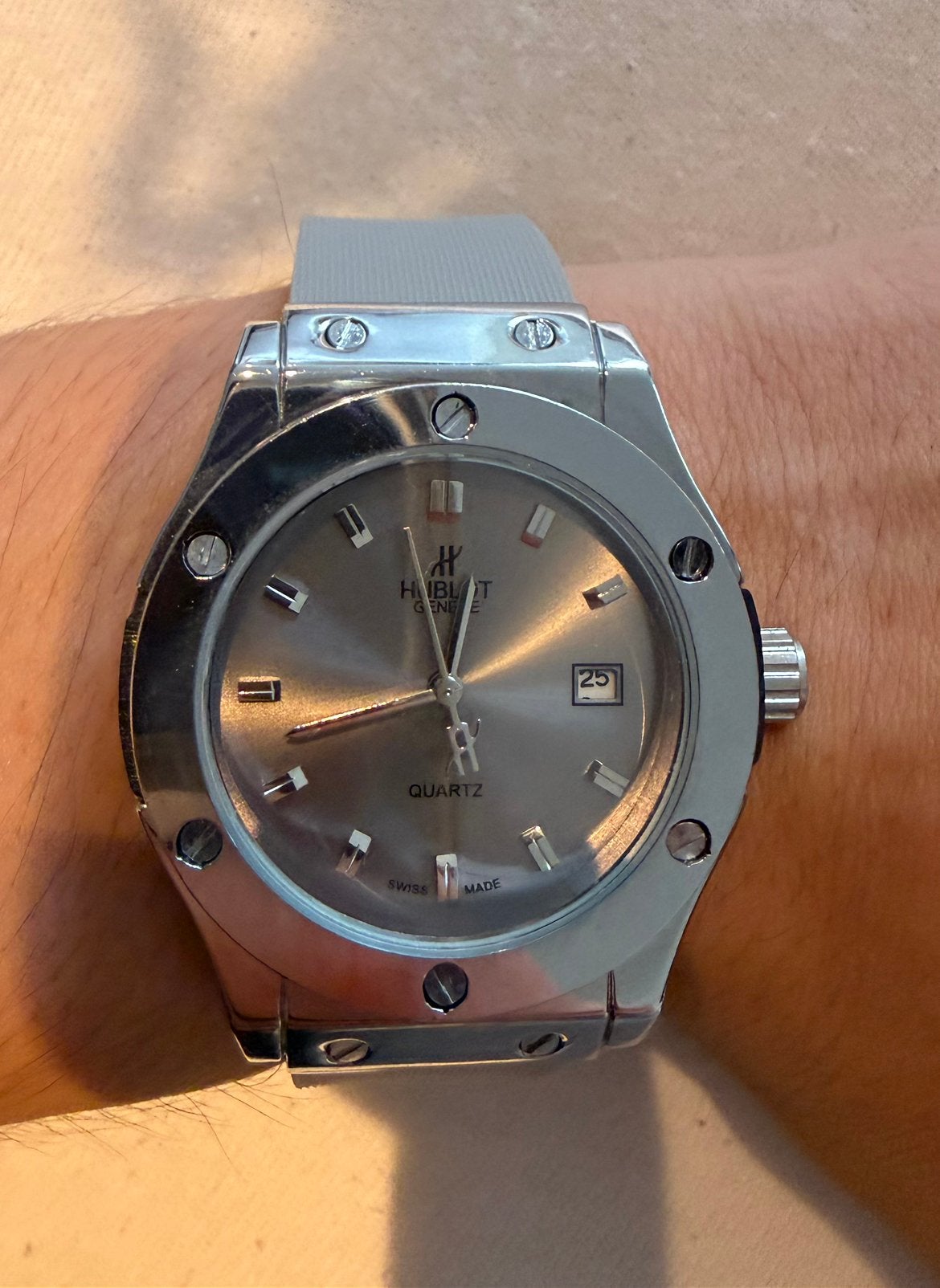 Hublot geneve quartz, Overige merken, Staal, Met bandje, Polshorloge