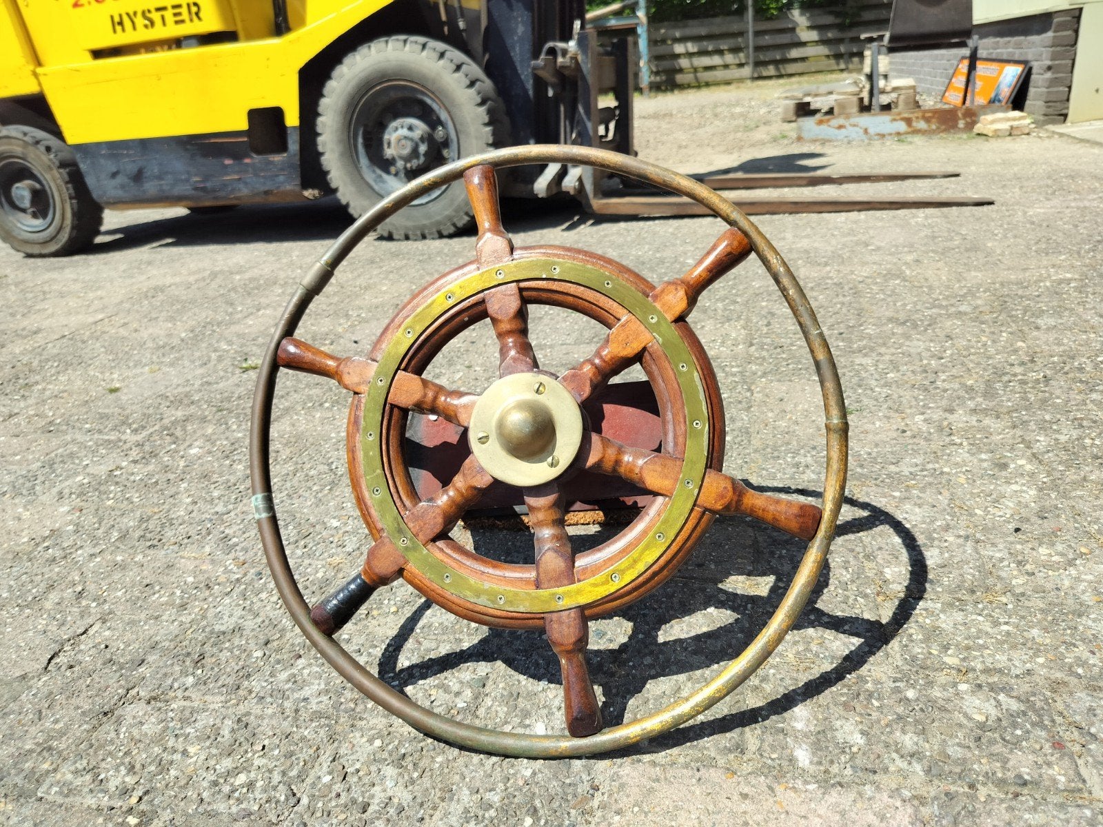 Stuurwiel kruiser boot sloep schip koper Brons 45 cm, Ophalen, Gebruikt, Zeilboot of Motorboot