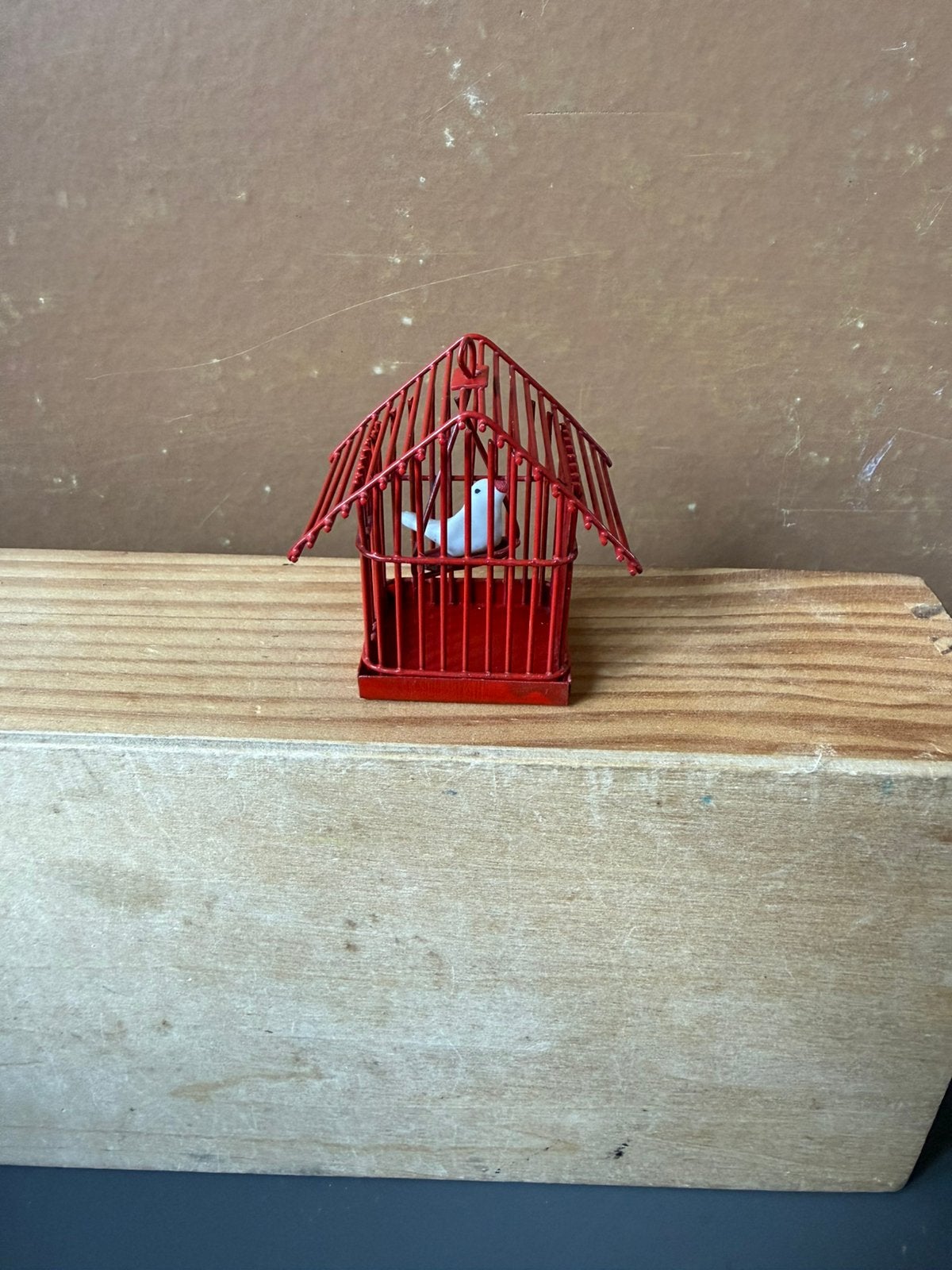Vogelkooi - hxbxd 4.5x4.5x3.5cm - metaal, Ophalen of Verzenden, Zo goed als nieuw, Poppenhuis