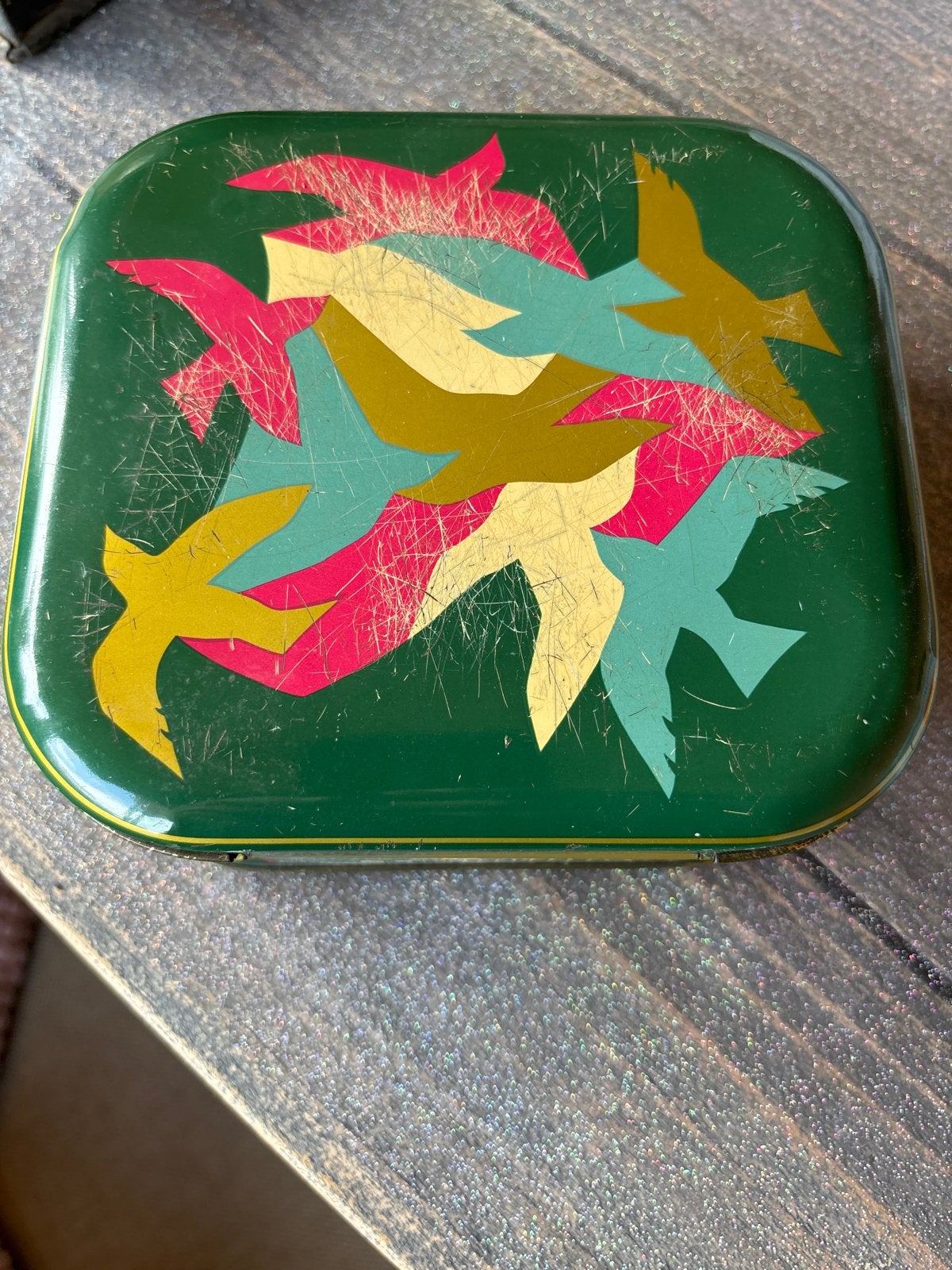 Vintage King blik met vogelmotief - Groen, Ophalen of Verzenden, Gebruikt, Overige, Overige merken