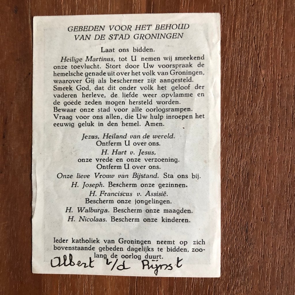 Curieus bidprentje GroningenHeilige Martinus wordt aange-, Verzenden, Nederland, Mes of Dolk