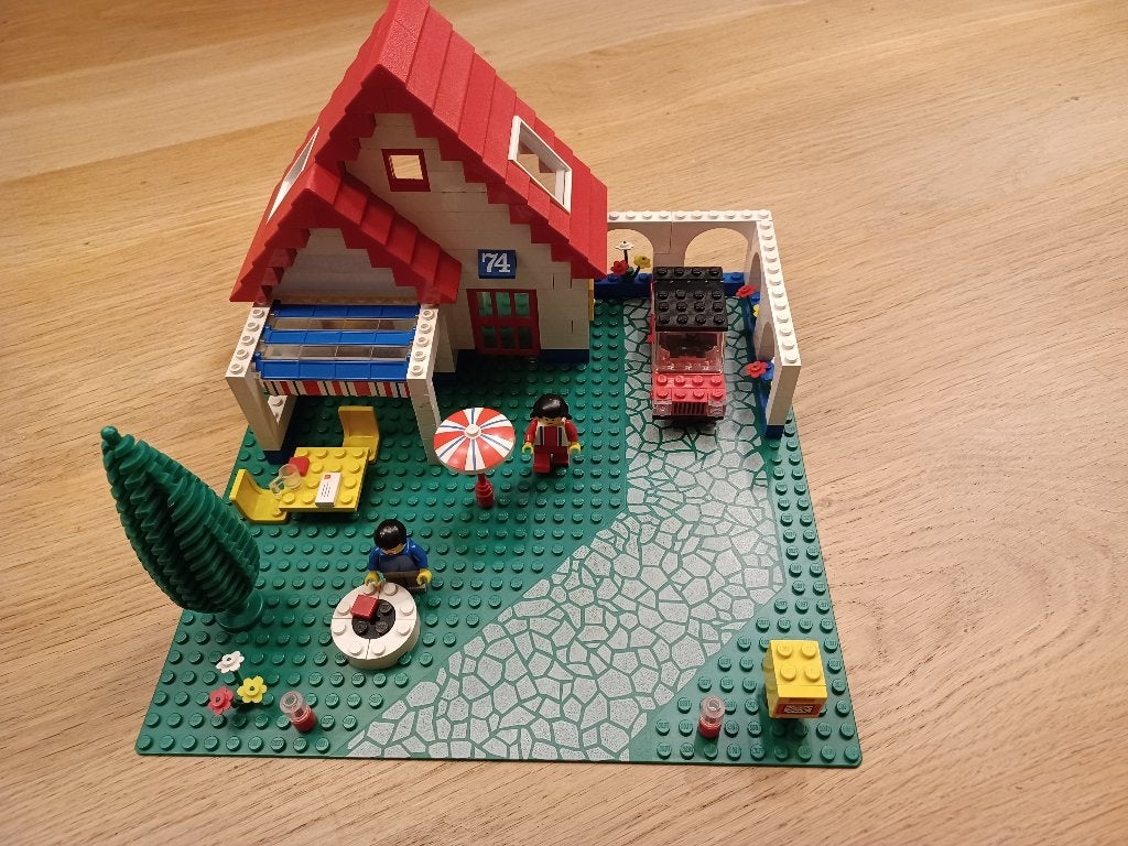 Vintage LEGO Huis met Auto en Minifiguren - Set 6374, Ophalen, Lego, Inclusief minifiguren, Complete set