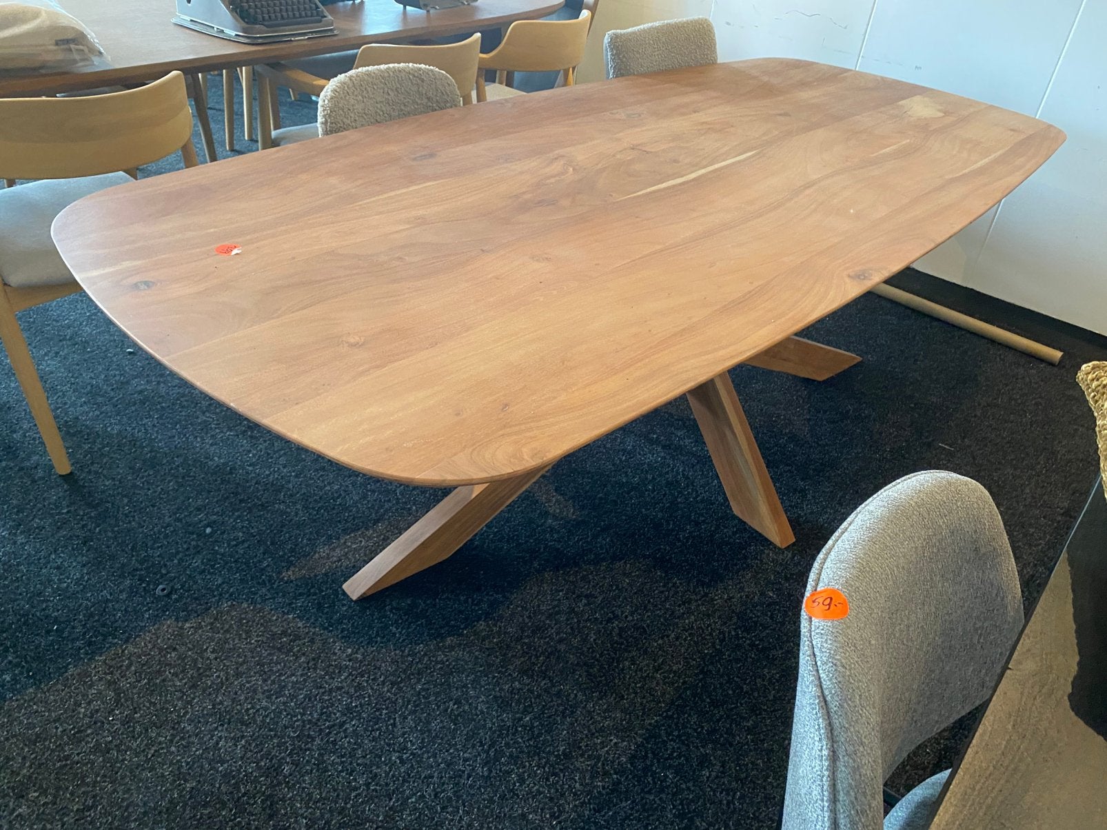 Stijlvolle massief houten eettafel unieke kruispoot 240x100, Ophalen, 100 tot 150 cm, Vier personen, Ovaal