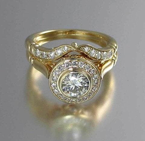 18K goud verguld dubbel ring met ronde kop met zirkonen, Nieuw, Ophalen of Verzenden, Kleiner dan 17, Met edelsteen