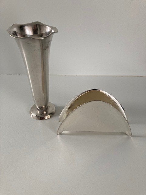 verzilverd Art deco vaasje ca.1935, (servethouder verkocht), Ophalen of Verzenden, Zilver