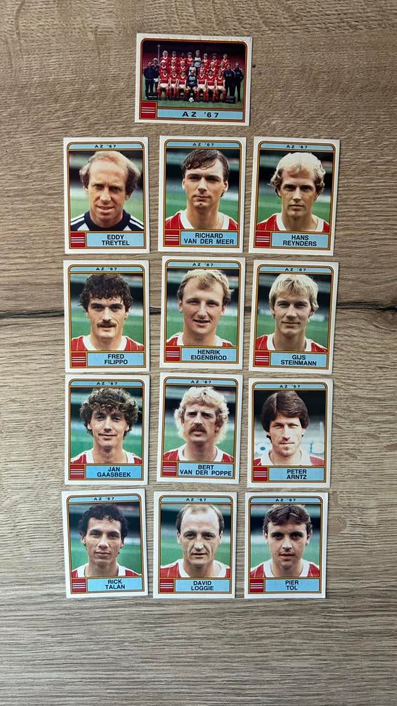 Panini Voetbal 84 plaatjes AZ’67 13x, Verzenden, Zo goed als nieuw, Meerdere plaatjes