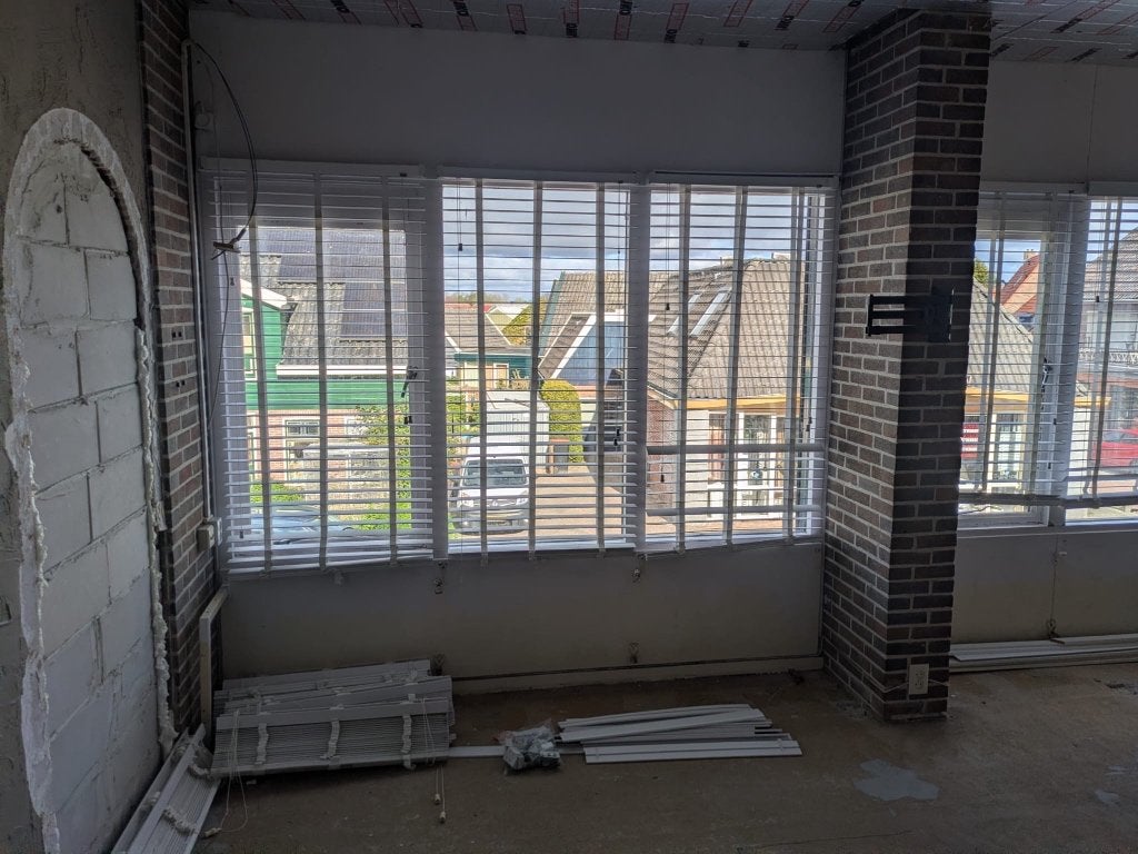 Houten lamellen, Huis en Inrichting, Stoffering | Gordijnen en Lamellen, Ophalen, Gebruikt, Wit, 150 tot 200 cm