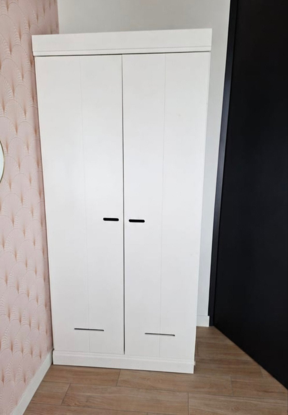 Witte kledingkast Woood Dennis, Huis en Inrichting, Kasten | Kledingkasten, Ophalen, Met deur(en), 50 tot 100 cm, Zo goed als nieuw