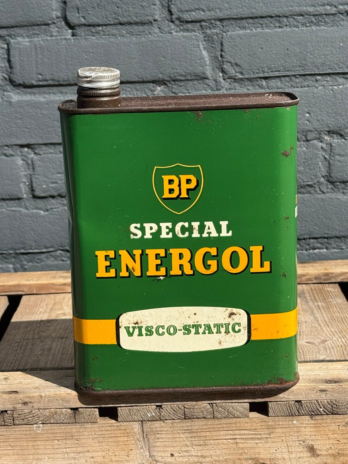 Vintage BP Special Energol Visco-Static Olieblik, Verzamelen, Gebruikt, ., Ophalen of Verzenden, .
