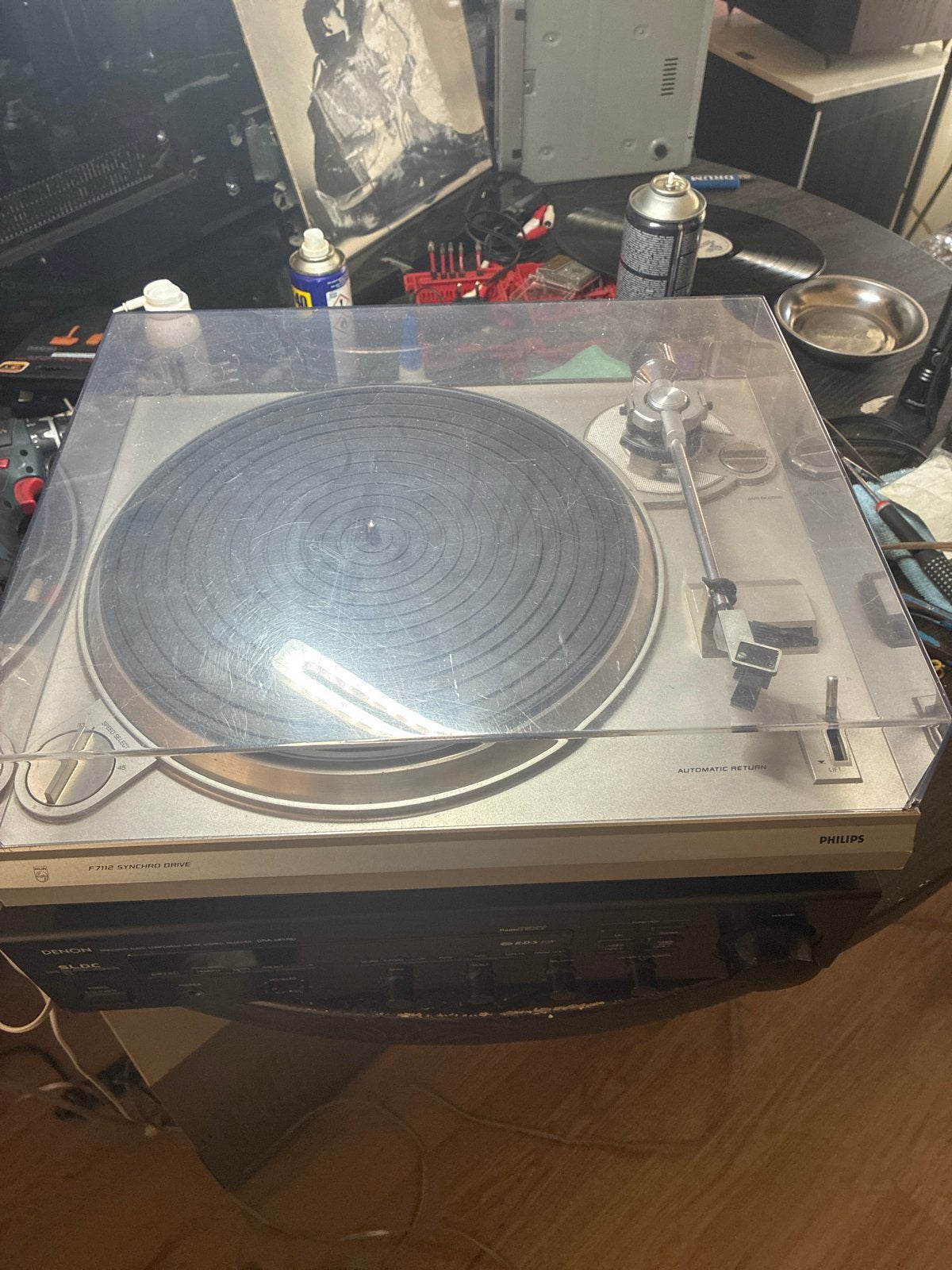 Philips F7112 Synchro Drive Platenspeler, Philips, Gebruikt, Automatisch, Ophalen of Verzenden