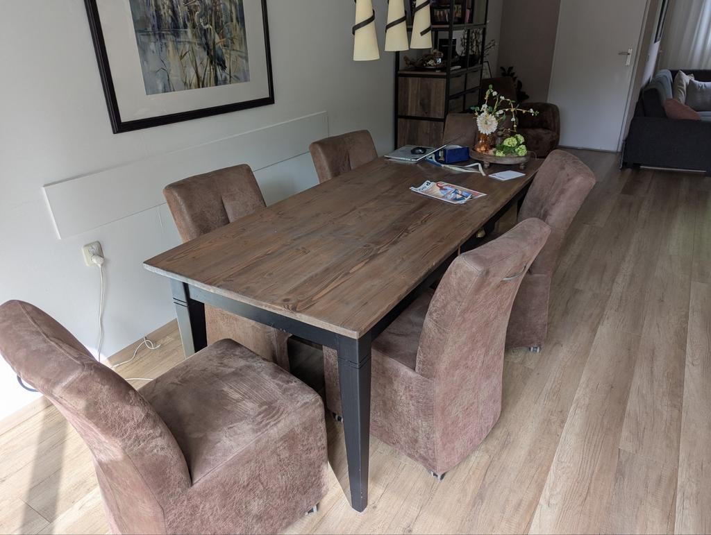 Robuuste eettafel met lade, Ophalen, Gebruikt, 50 tot 100 cm, Vijf personen of meer