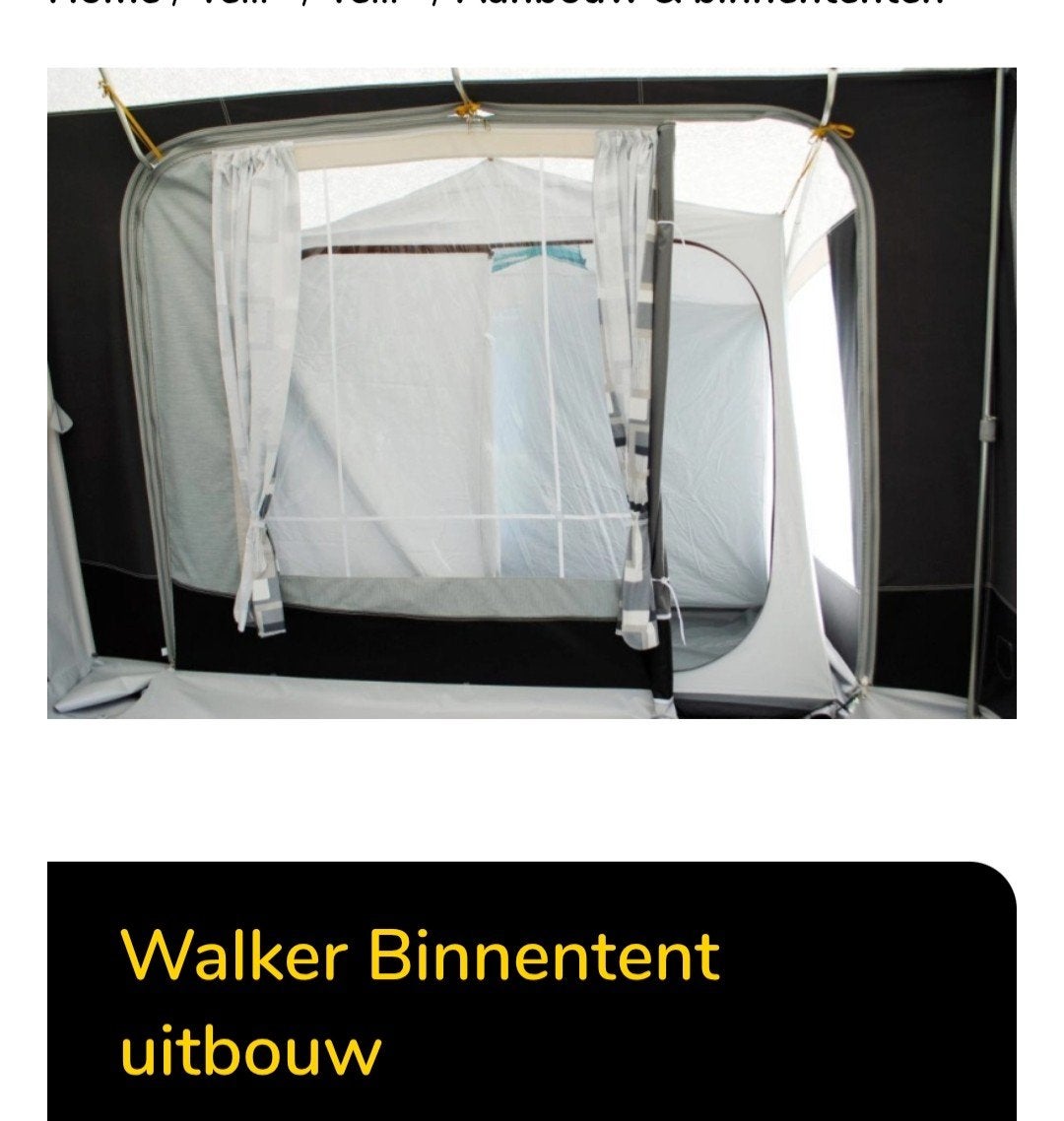 Walker Binnentent Uitbouw - Slechts 2x Gebruikt, Caravans en Kamperen, Tenten, Ophalen of Verzenden, Zo goed als nieuw, Tot en met 2