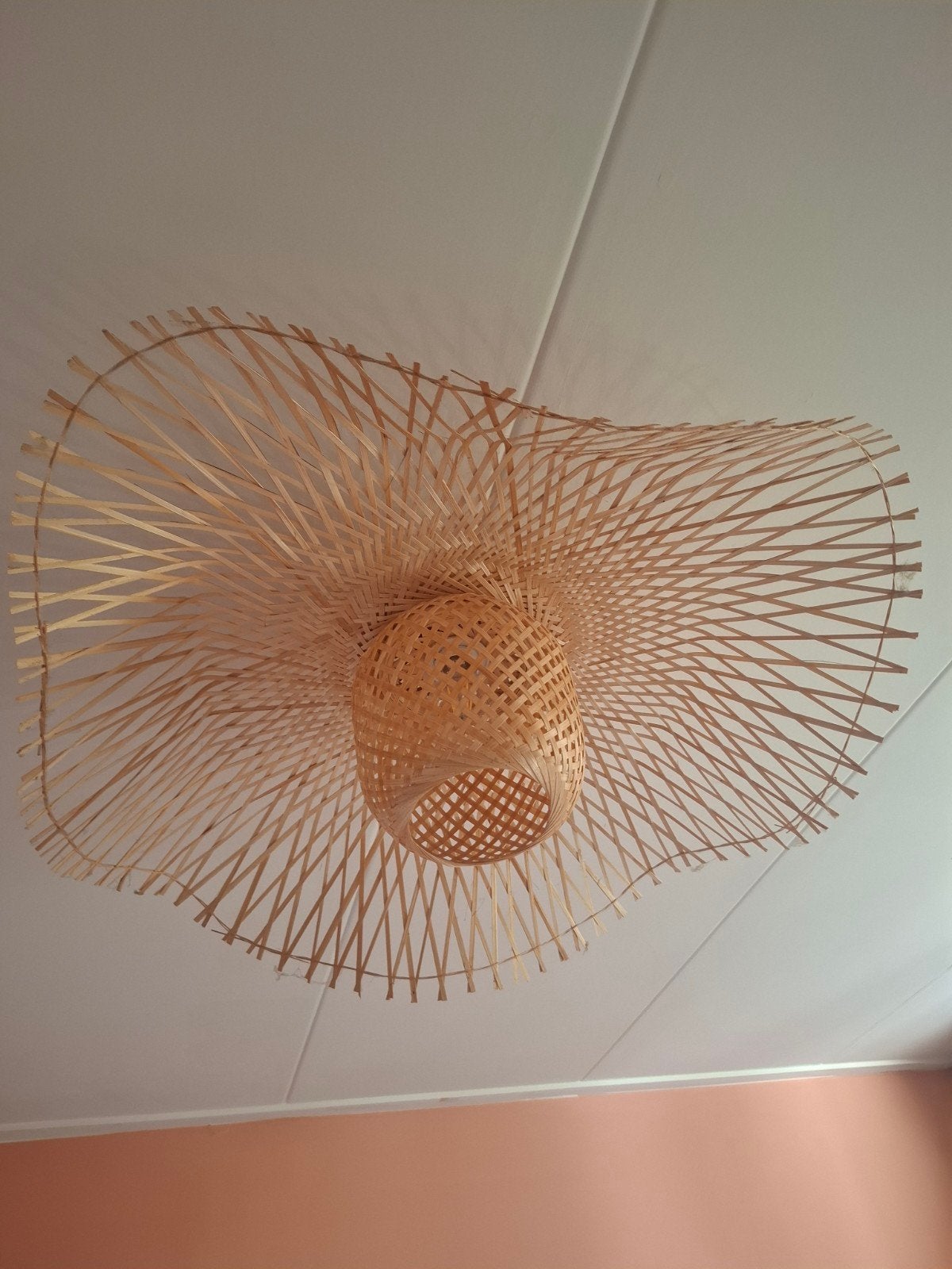 Bamboe hanglamp - Uniek design, Natuurlijk materiaal, Overige fittingen, Ophalen of Verzenden, Zo goed als nieuw
