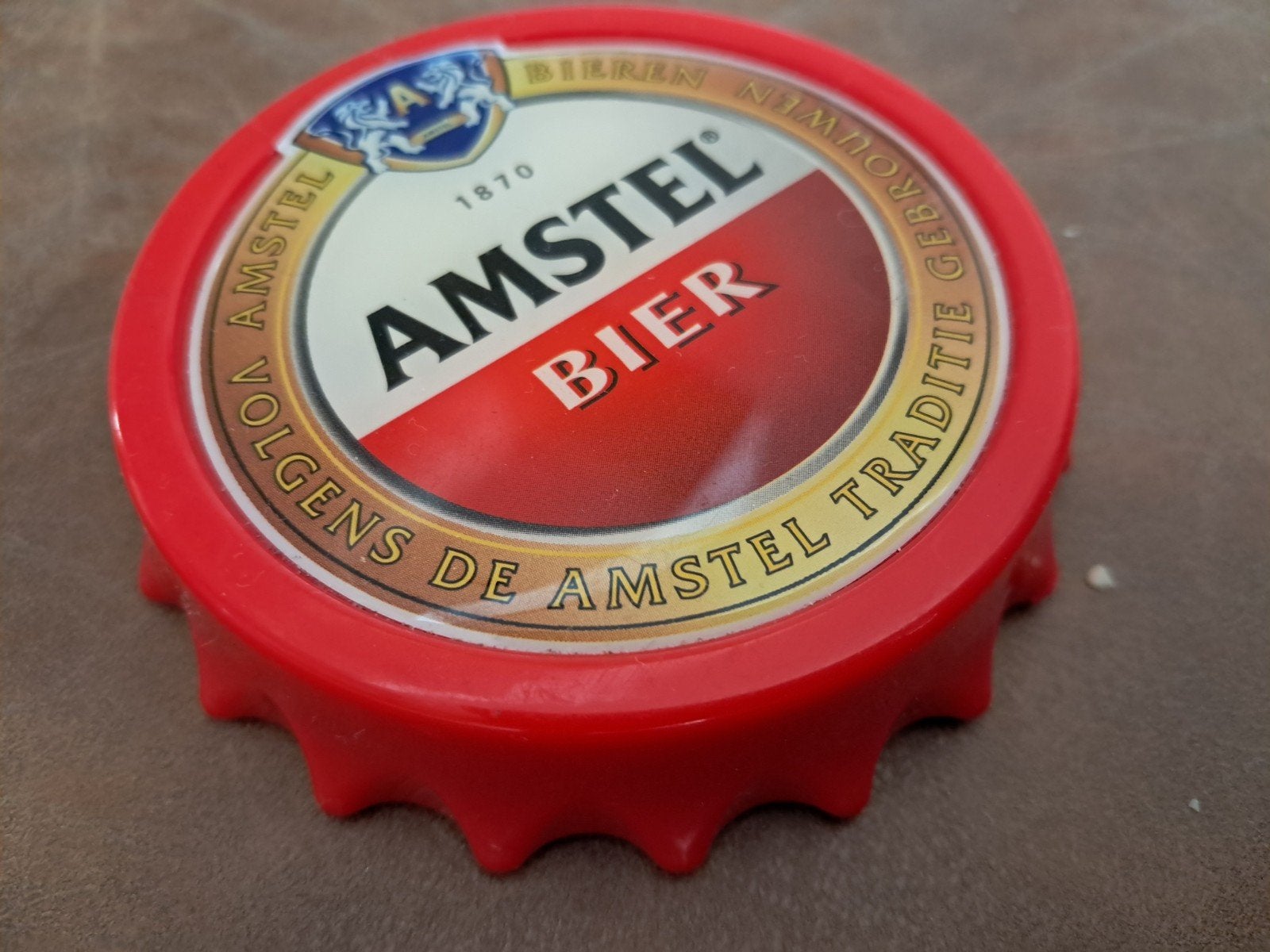 Amstel Bier Flesopener Magneet - Kroonkurk Design, Ophalen of Verzenden, Zo goed als nieuw, Flesopener, Amstel