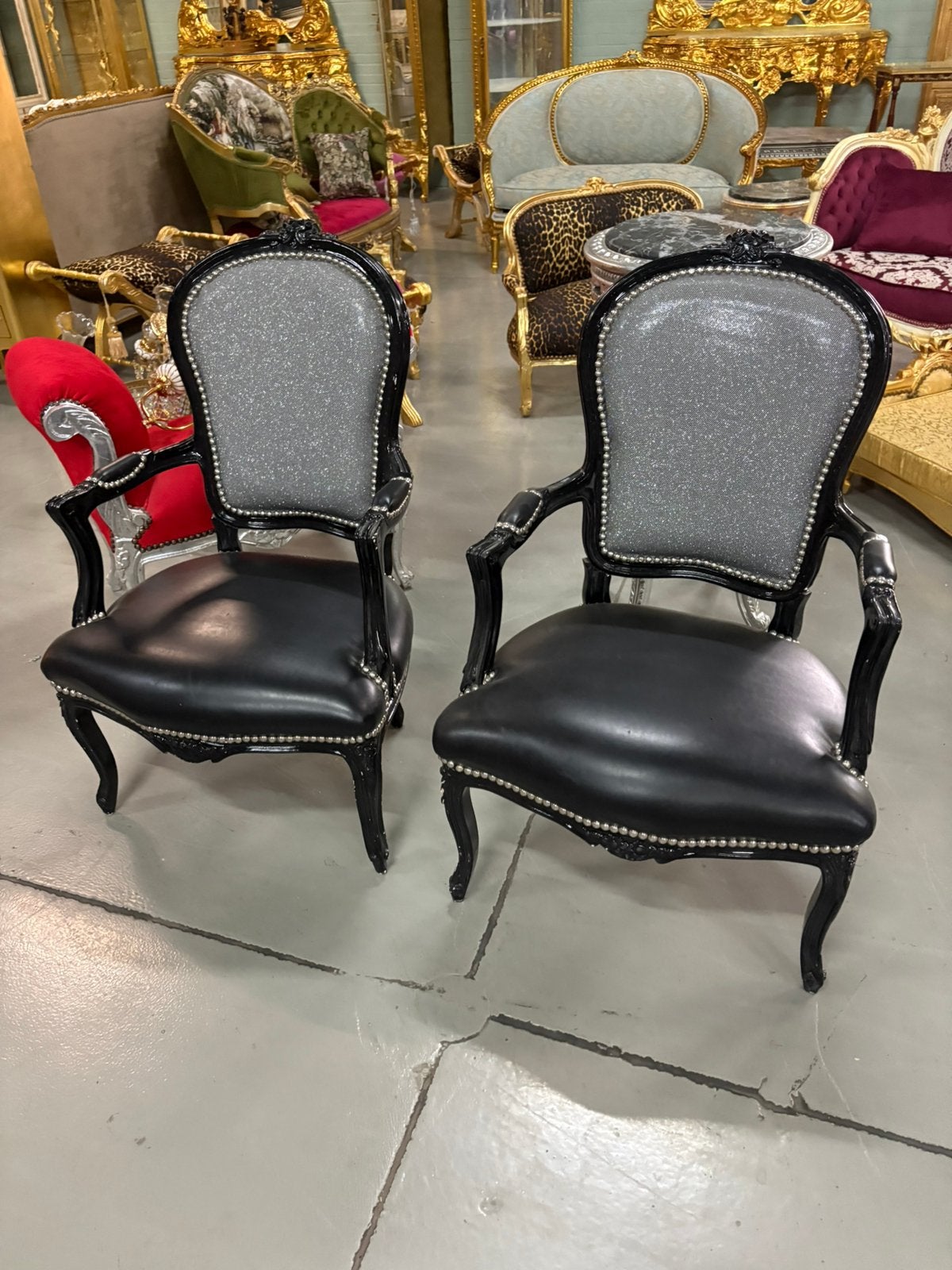 2 x silver zwart cristal stoelen, Ophalen of Verzenden, Zo goed als nieuw, Zwart, Twee