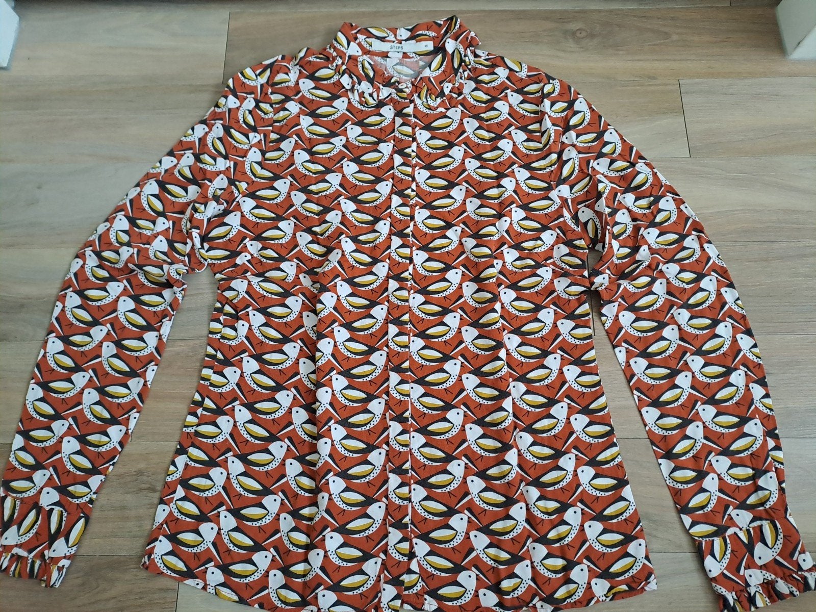 Blouse met vogels van 'Steps' in maat 36, Oranje, Ophalen of Verzenden, Steps, Maat 36 (S)