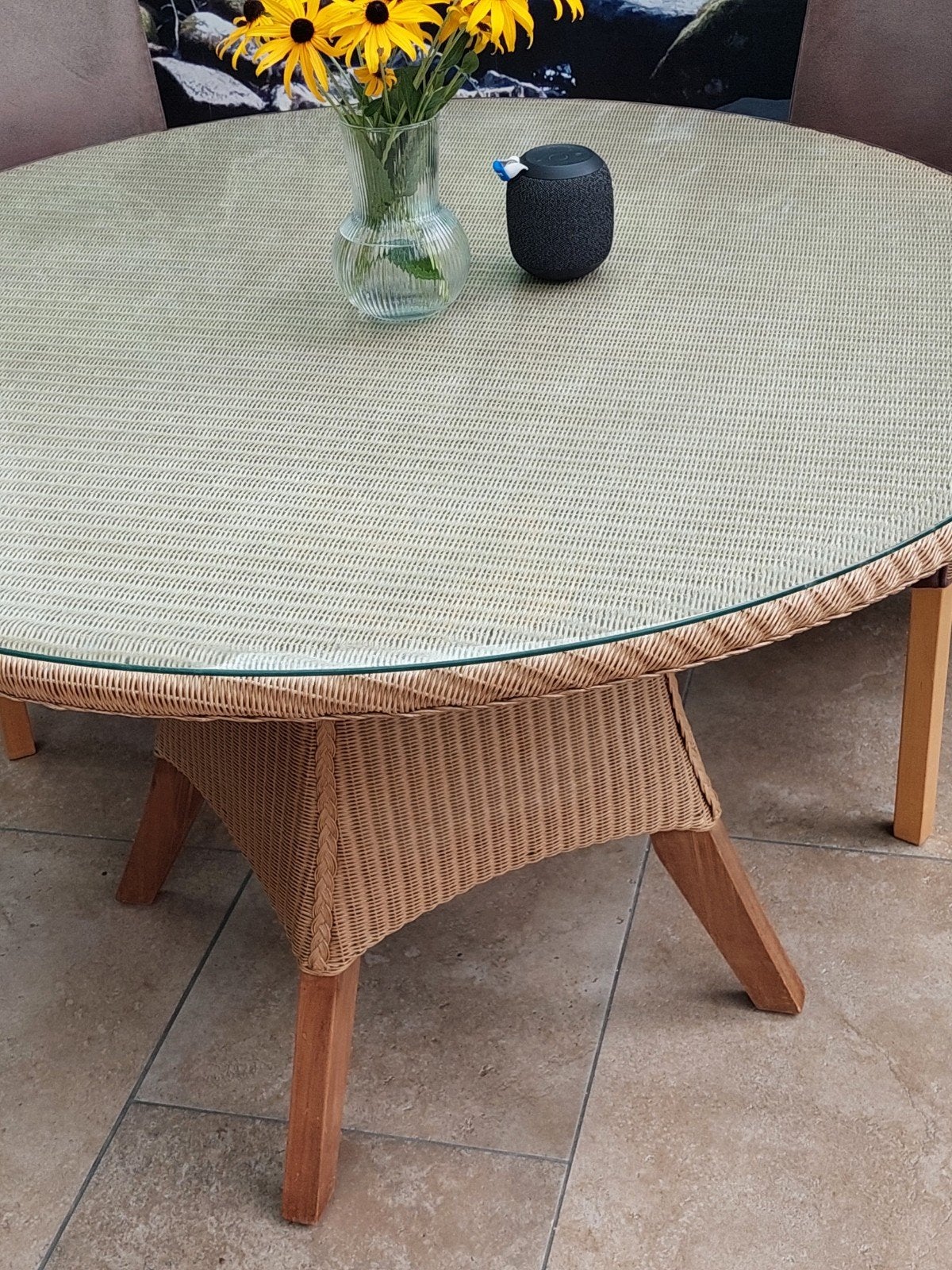 Lloyd Loom ronde eettafel, Huis en Inrichting, Tafels | Eettafels, Ophalen, Rond, Vier personen, 100 tot 150 cm