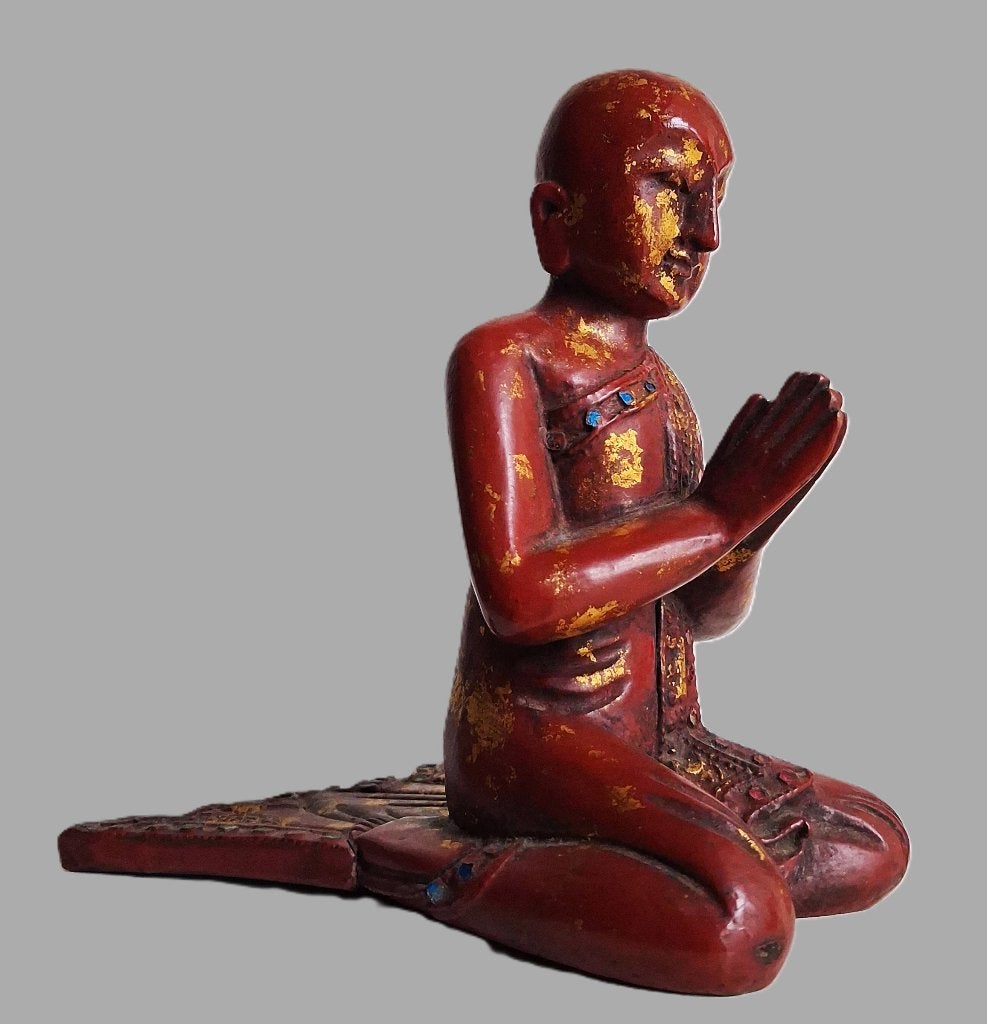 Antiek Birmese Monnik Mandalay Tempel-beeld Boeddhistisch, Antiek en Kunst, Ophalen of Verzenden