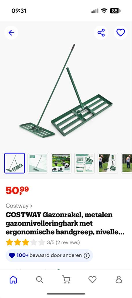 nieuwe, Gazonrakel, metalen gazon vlakhark, Tuin en Terras, Ophalen of Verzenden, Nieuw, Hark, COSTWAY