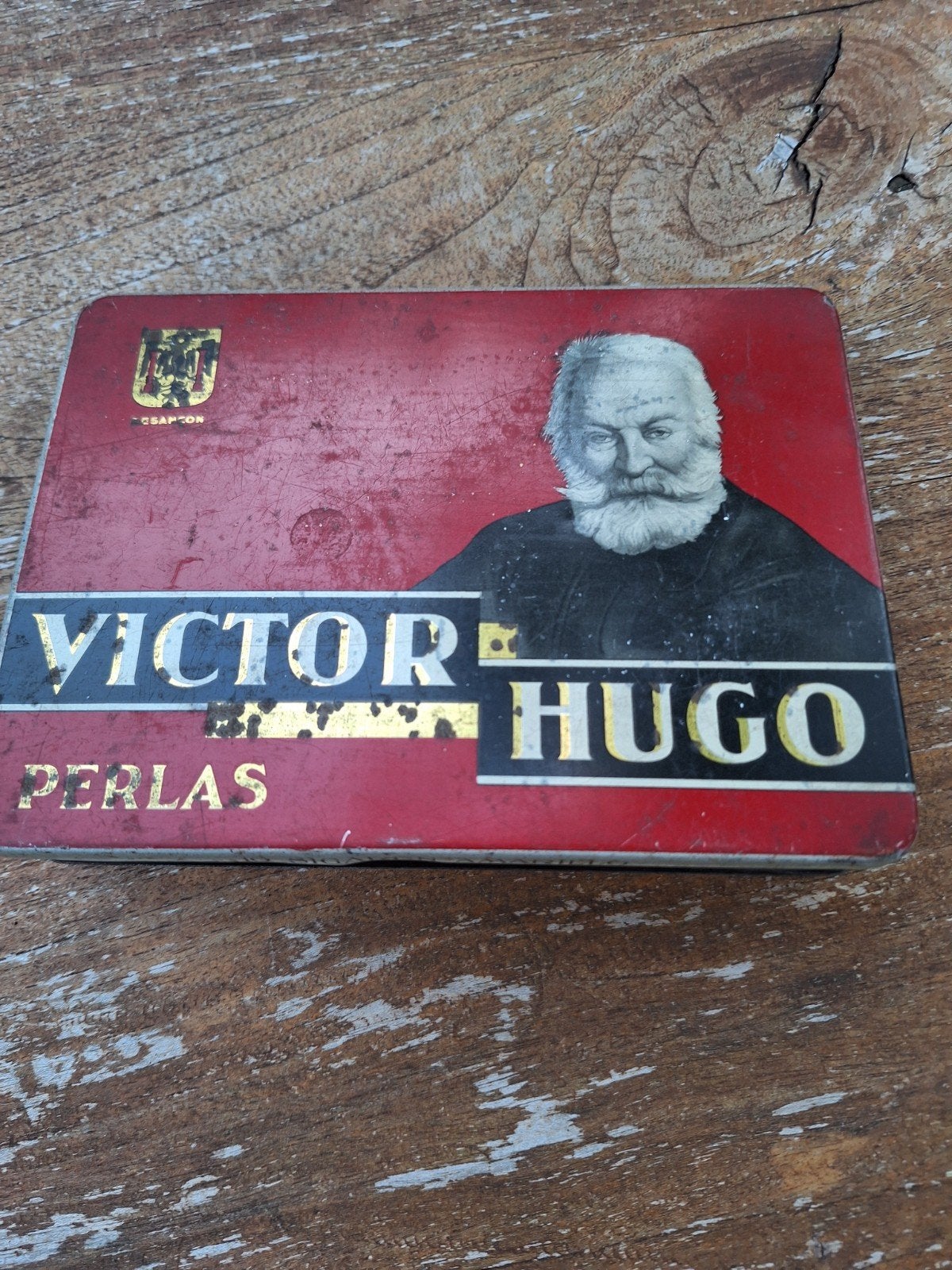 Vintage Victor Hugo Sigarenblikje - Perlas, Ophalen of Verzenden, Gebruikt, Overige, Overige merken