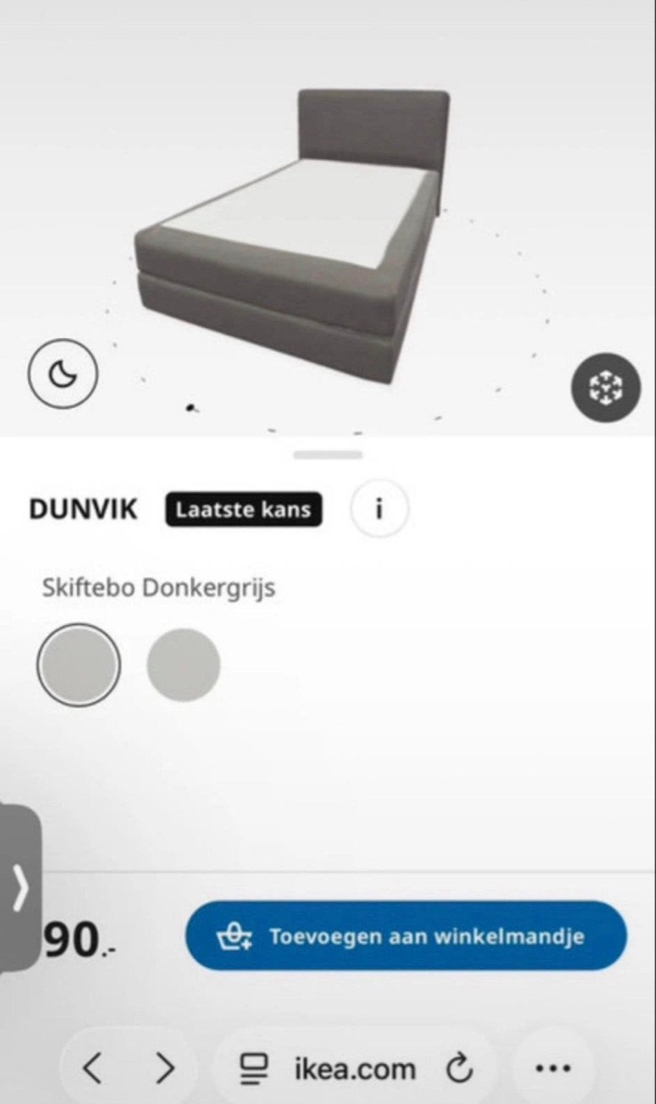 IKEA DUNVIK Overtrek boxspring Skiftebo donkergrijs 140x200, Huis en Inrichting, Slaapkamer | Beddengoed, Overige typen, Ophalen of Verzenden