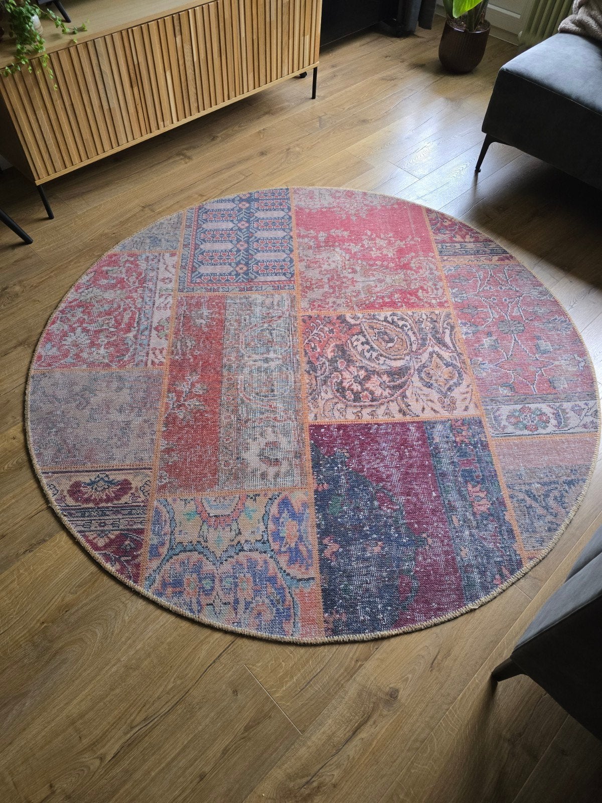Rond Patchwork Vloerkleed - Vintage Stijl, Ophalen, Rond, Vintage Patchwork, Zo goed als nieuw