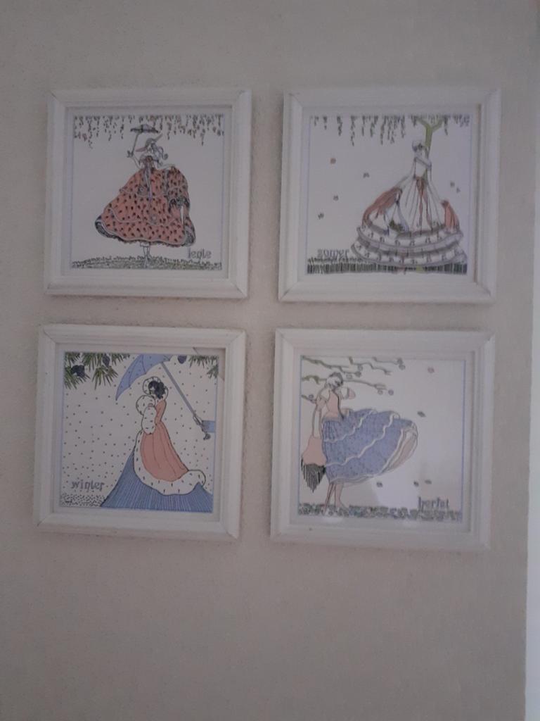4 Schilderijtjes De 4 Jaargetijden, Ophalen of Verzenden, Zo goed als nieuw
