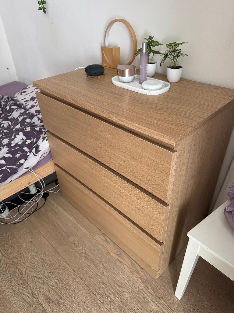 IKEA Chest of 3 drawers (oak), Ophalen, Oak, 50 tot 100 cm, Zo goed als nieuw