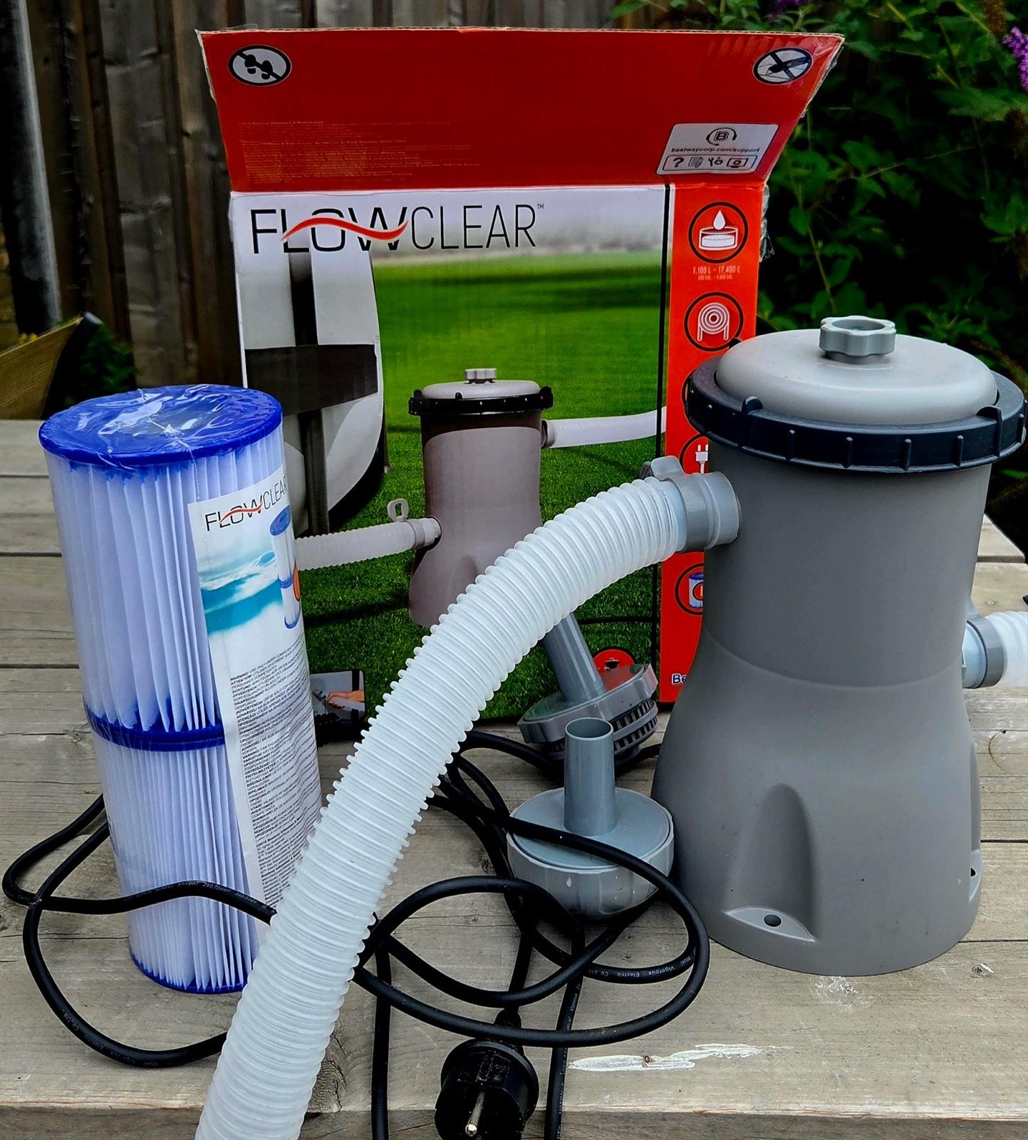 Flowclear Zwembadpomp met 2 filters (1.100L-17.400L), Tuin en Terras, Ophalen of Verzenden, Gebruikt, Zwembadpomp