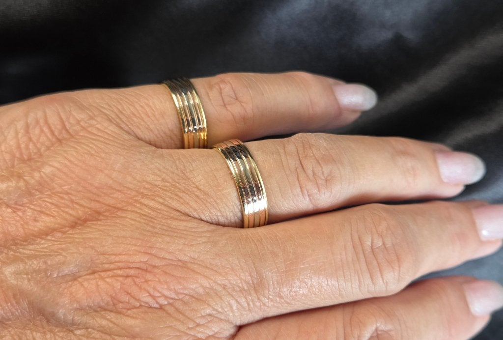 Gouden Vintage tri-color trouw ringen set. 2026/549, ., Nieuw, Ophalen of Verzenden, Dame of Heer