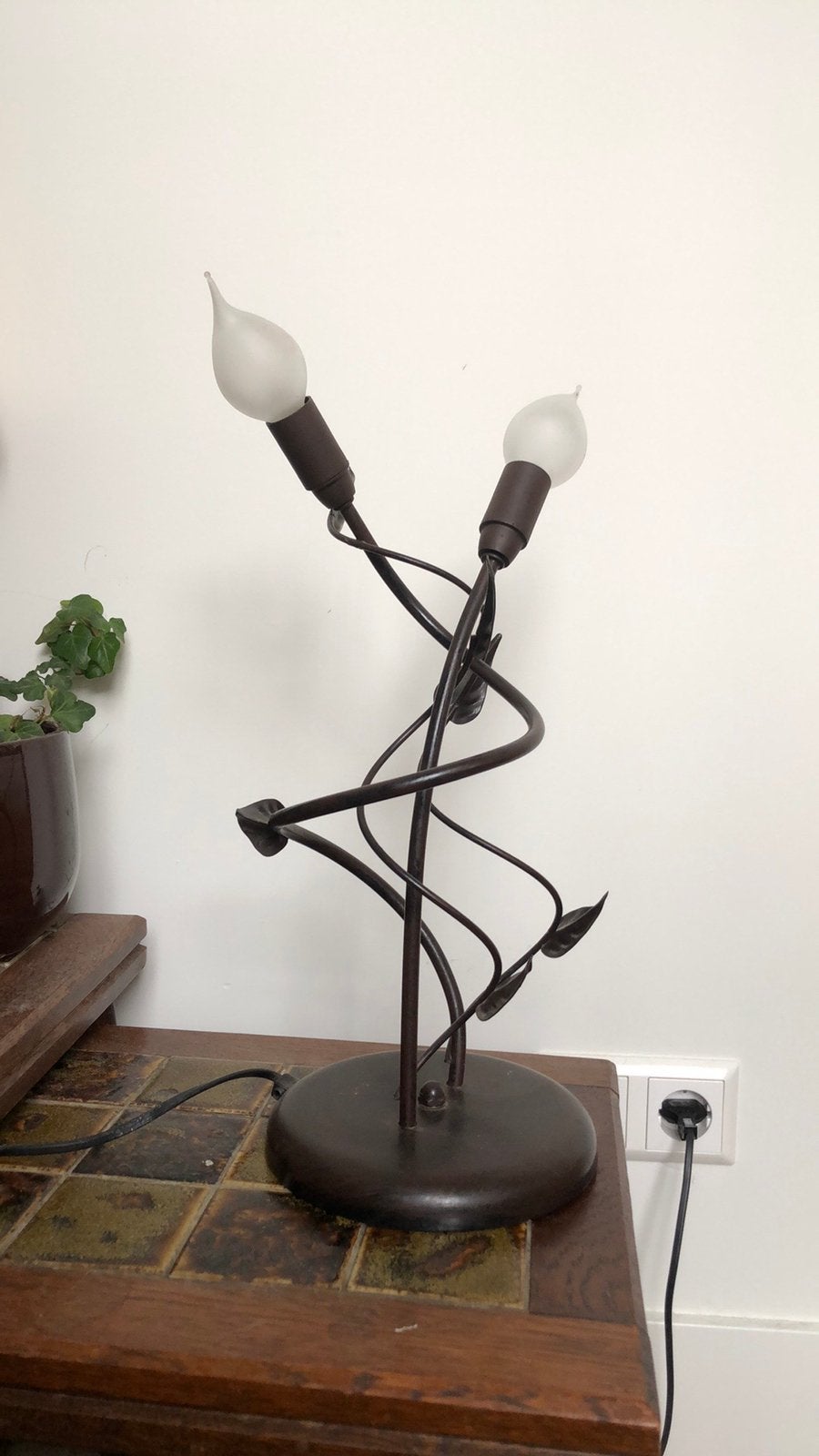 art deco messing tulp lamp incl. lampjes + 2 reserve, Ophalen, Zo goed als nieuw