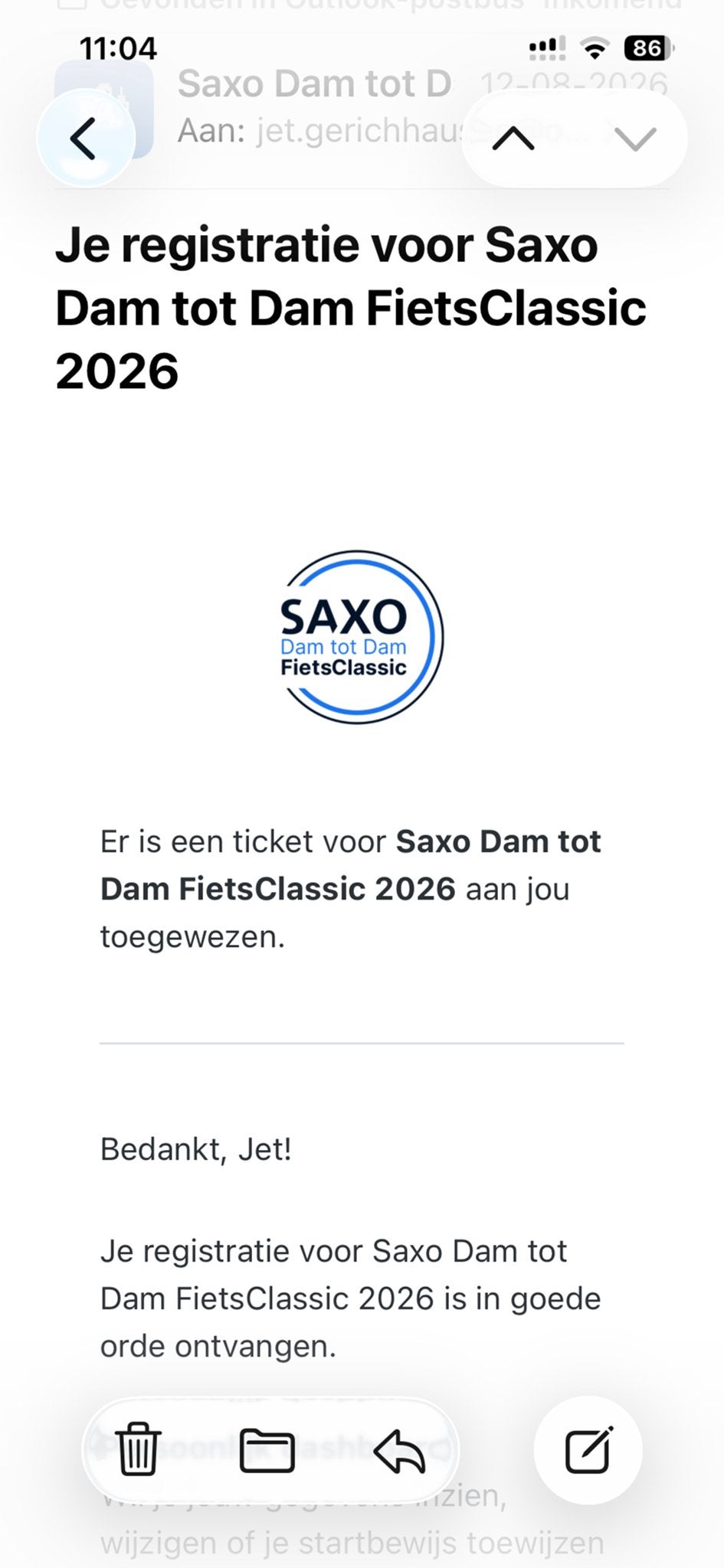 Ticket Dam tot Damloop 20 september, Eén persoon, Overige soorten